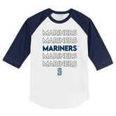 Seattle Mariners Stacked 3/4 Navy Blue Sleeve Raglan