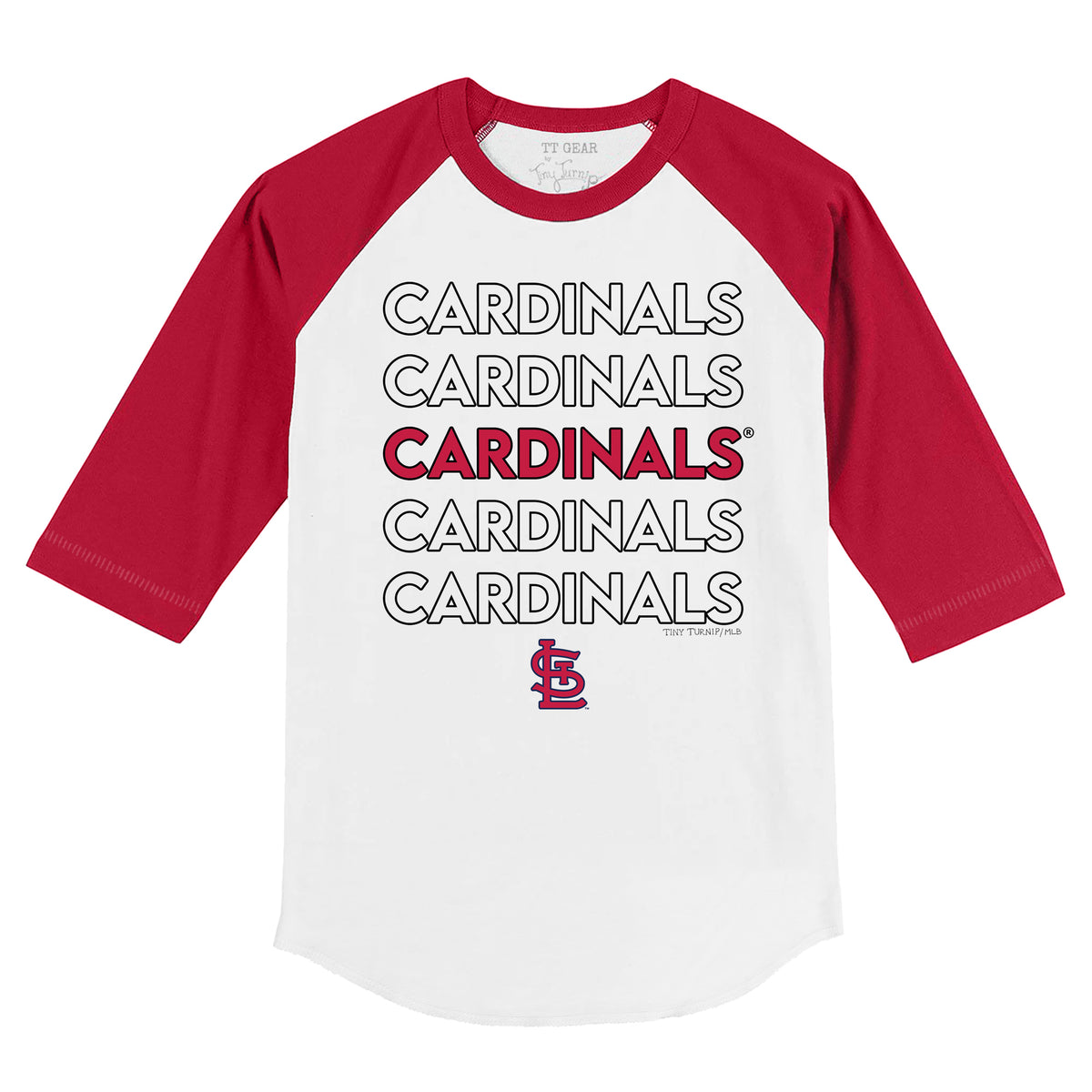 St. Louis Cardinals Stacked 3/4 Red Sleeve Raglan