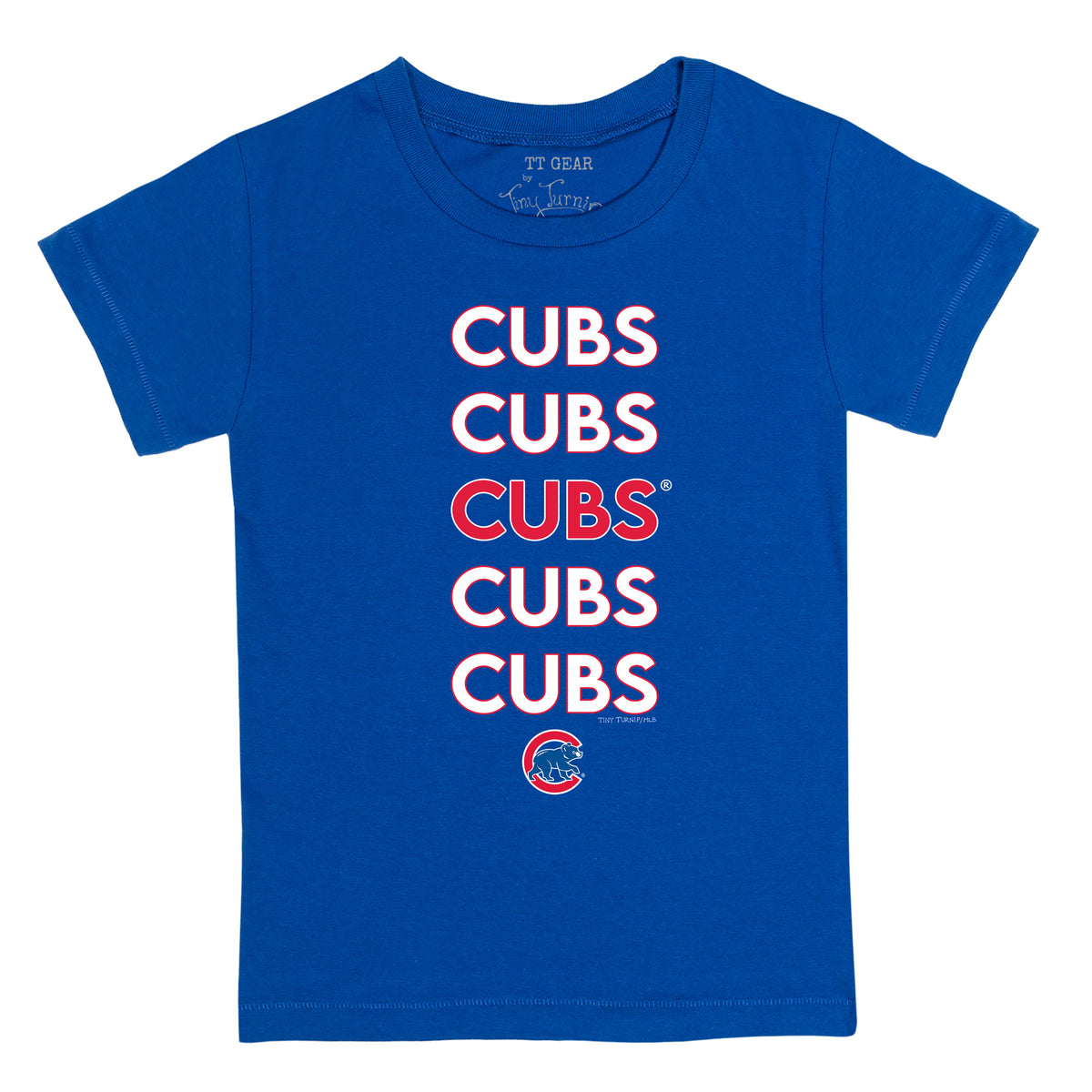 Youth Tiny Turnip White/Royal Chicago Cubs Babes 3/4-Sleeve Raglan T-Shirt Size: Small