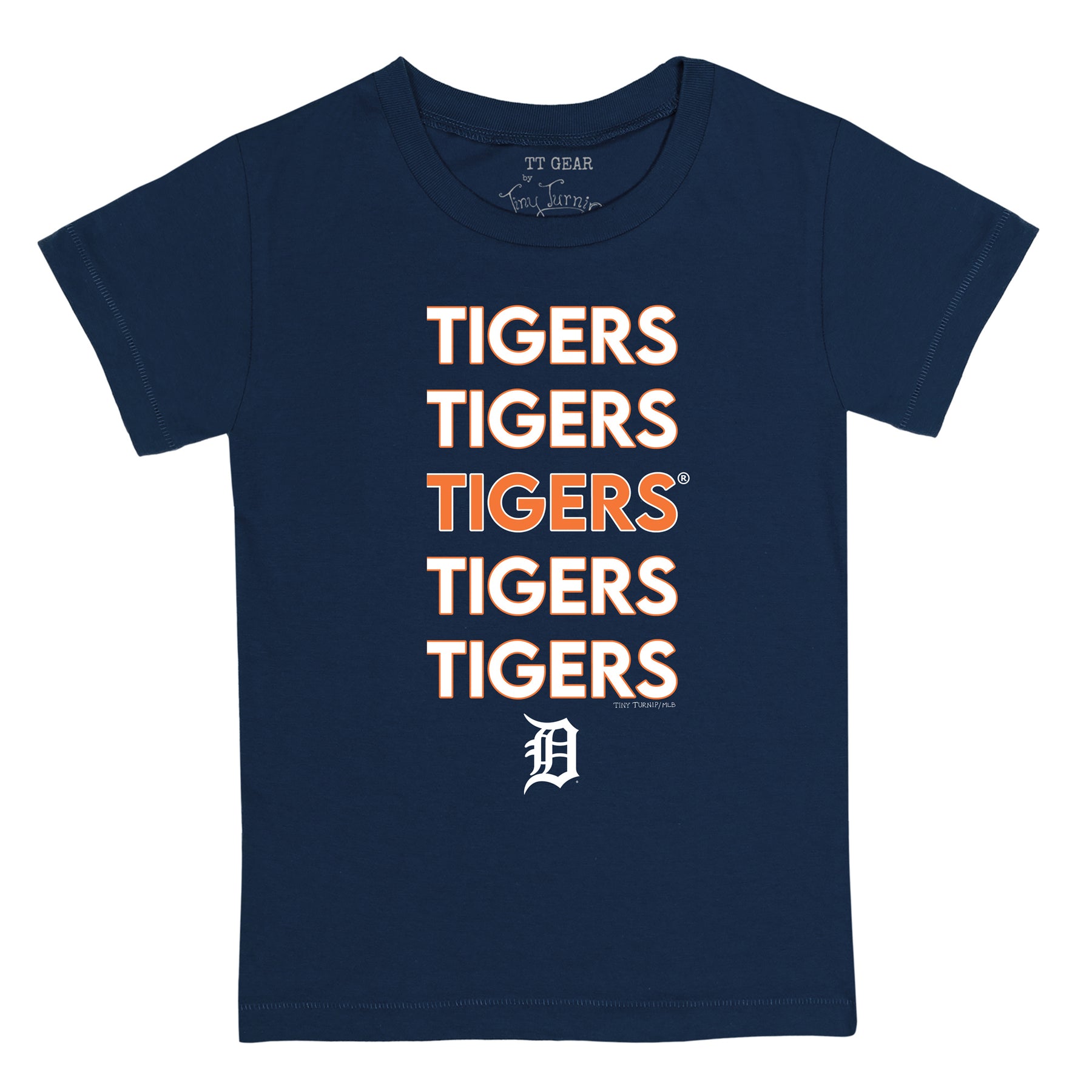 Women's Tiny Turnip White Detroit Tigers Stacked T-Shirt Size: Small