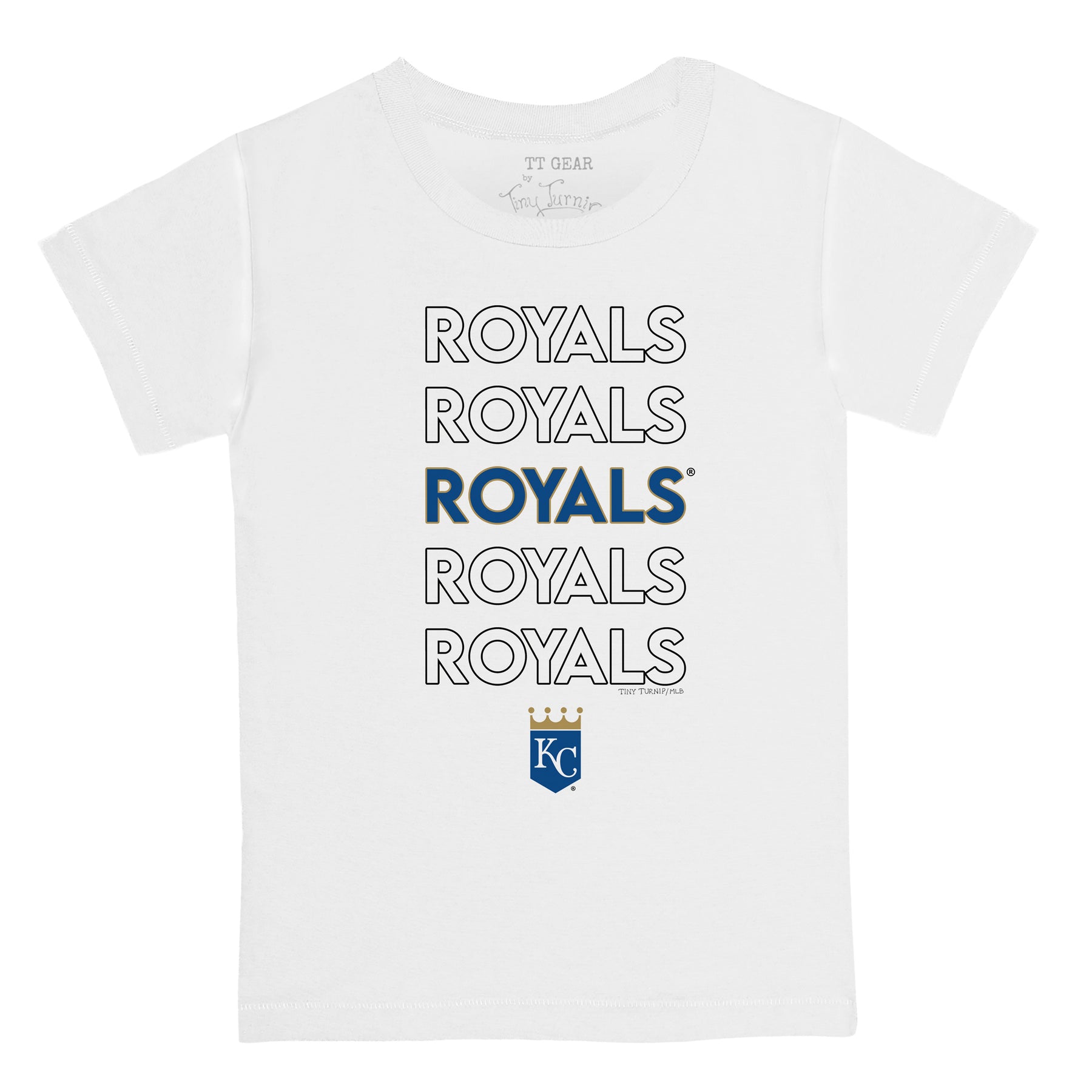 Kansas City Royals Tiny Turnip Unisex Triple Scoop 3/4-Sleeve Raglan T-Shirt  - White/Royal