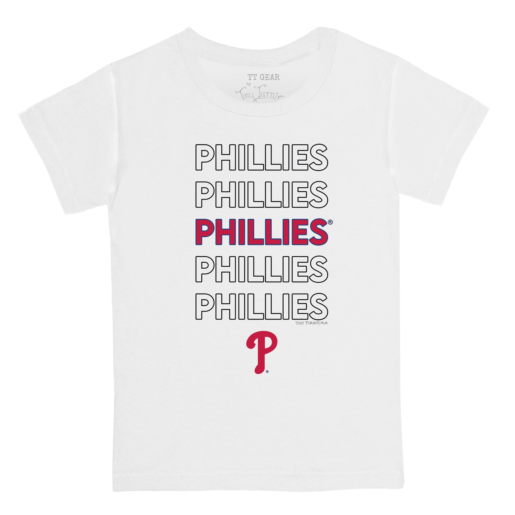 Girls Toddler Tiny Turnip White Philadelphia Phillies Baseball Love Fringe T-Shirt