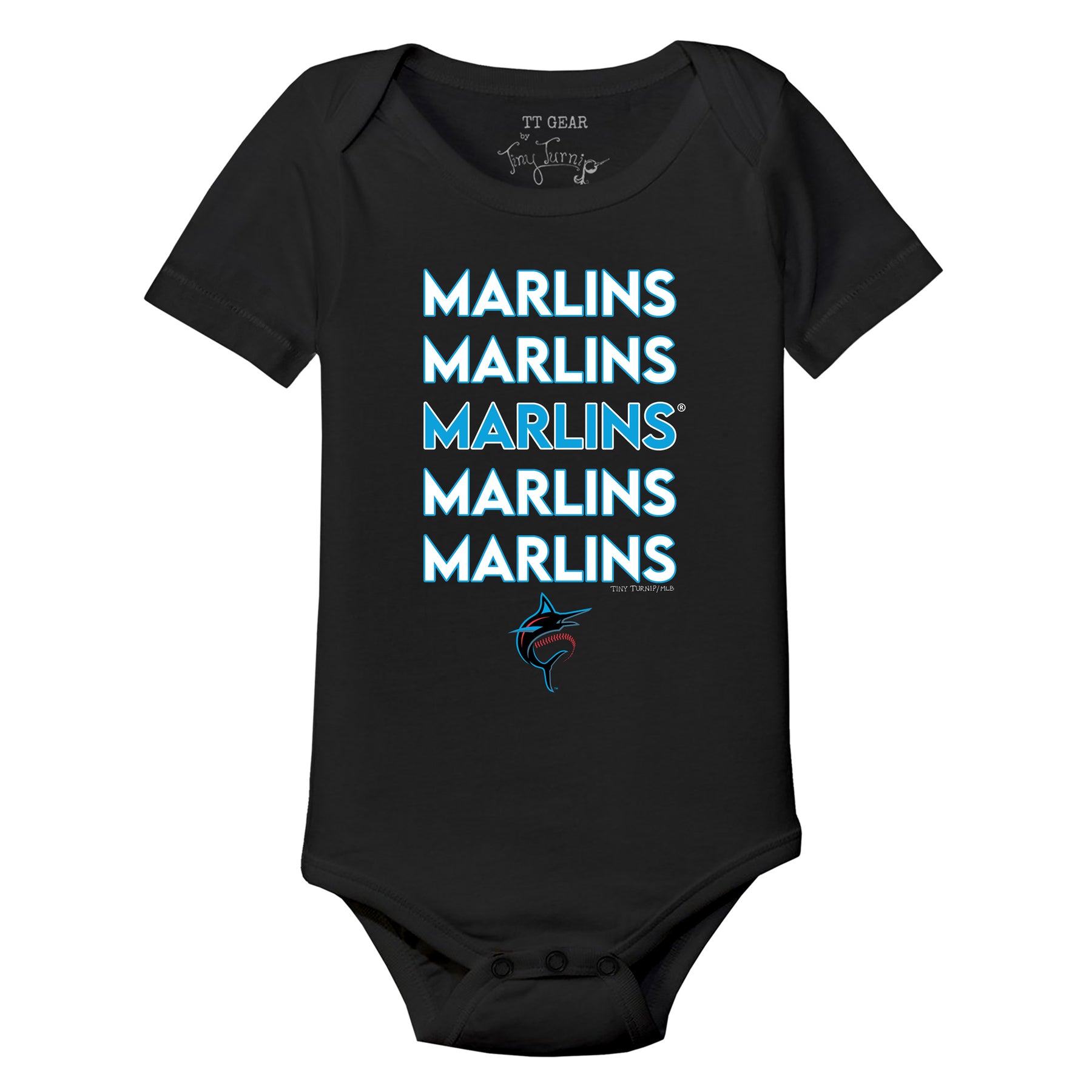 Miami Marlins Stacked Short Sleeve Snapper