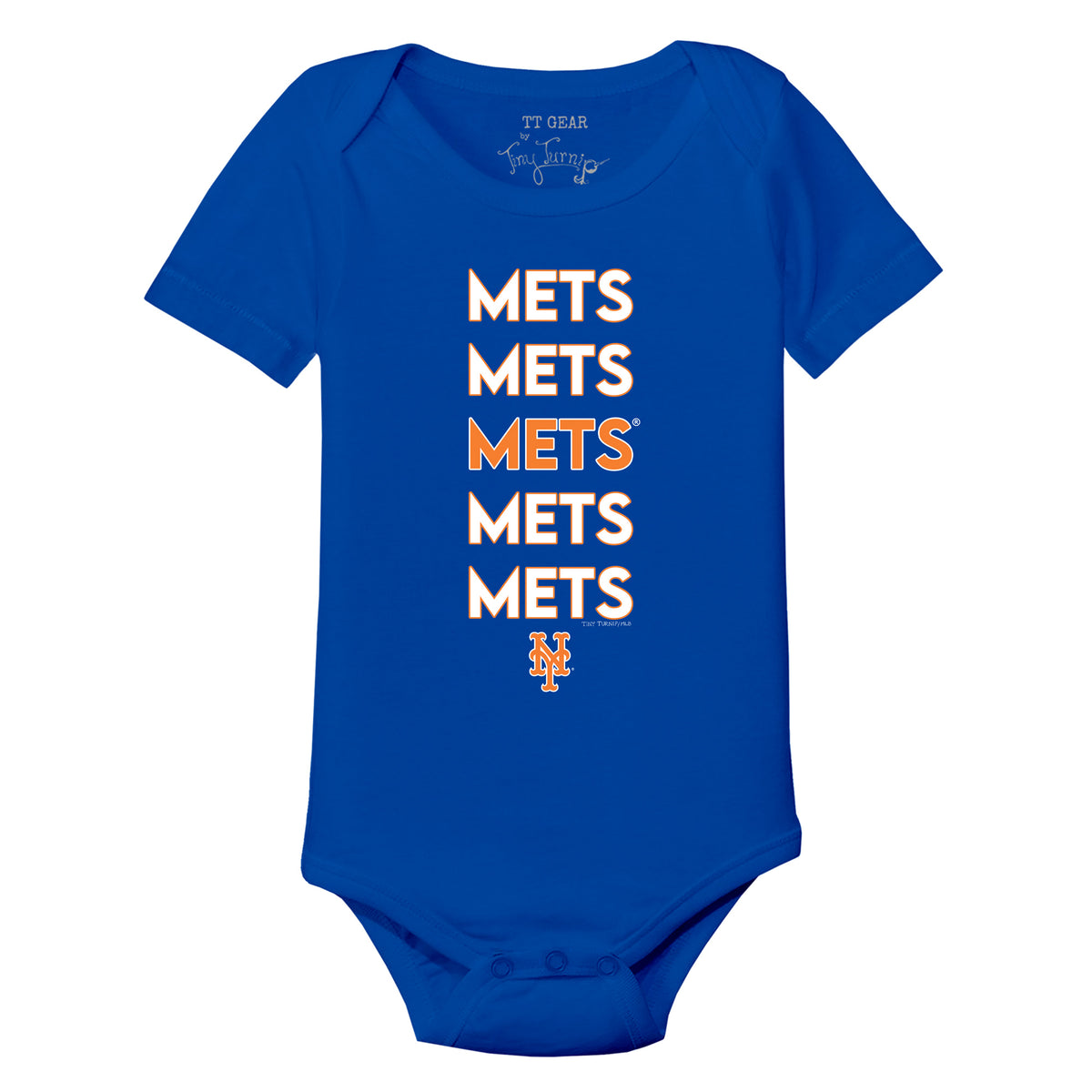 New York Mets Stacked Short Sleeve Snapper
