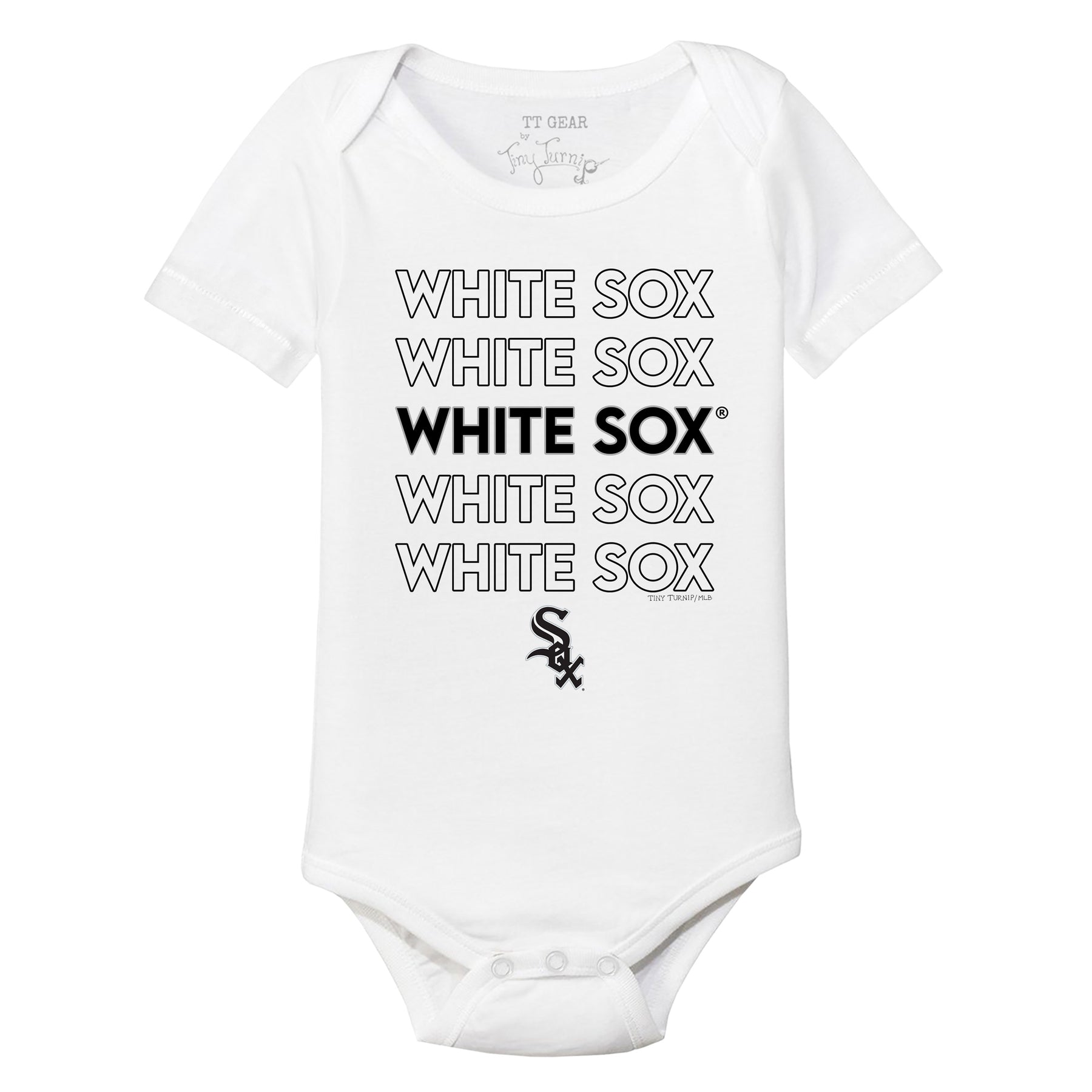 Chicago White Sox Stacked Short Sleeve Snapper 3M / Black