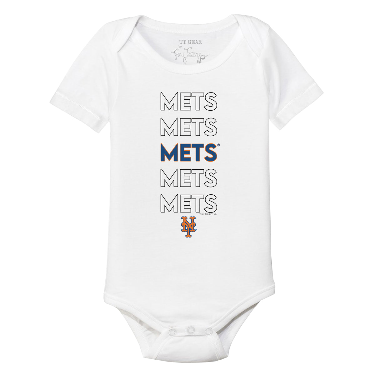 New York Mets Stacked Short Sleeve Snapper