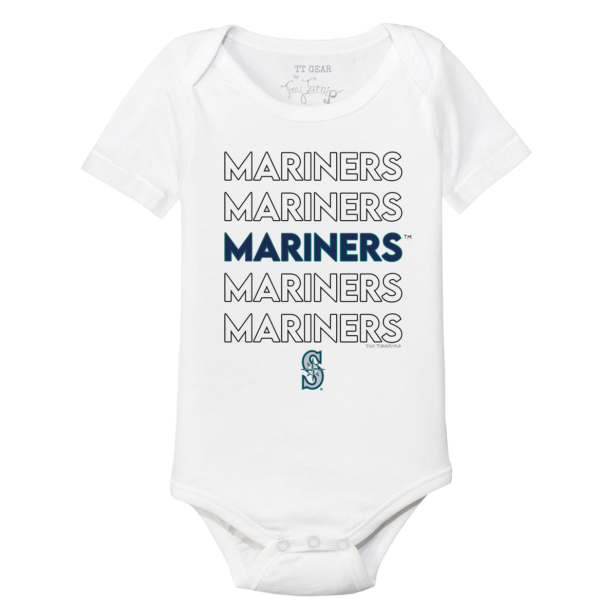 Seattle Mariners Stacked Short Sleeve Snapper