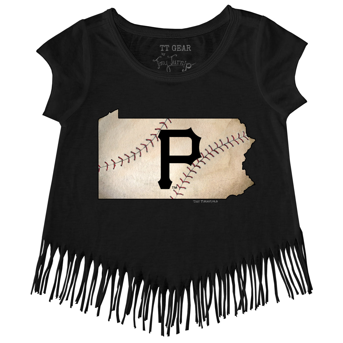 Pittsburgh Pirates State Outline Fringe Tee Youth Small (6-8) / Black