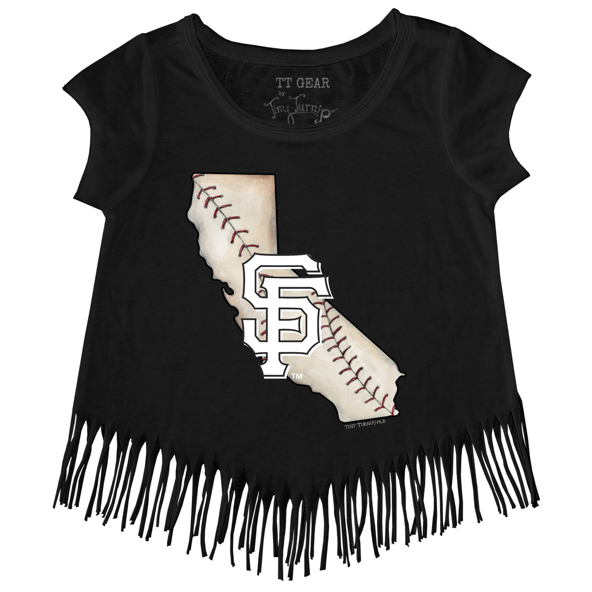 Girls Youth Tiny Turnip Black San Francisco Giants Sugar Skull Fringe T-Shirt Size: Extra Large