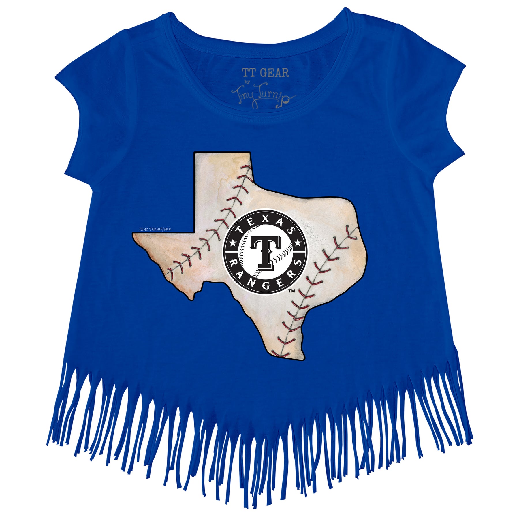 TinyTurnip Texas Rangers Stitched Baseball 3/4 Royal Blue Sleeve Raglan Youth Medium (8-10)