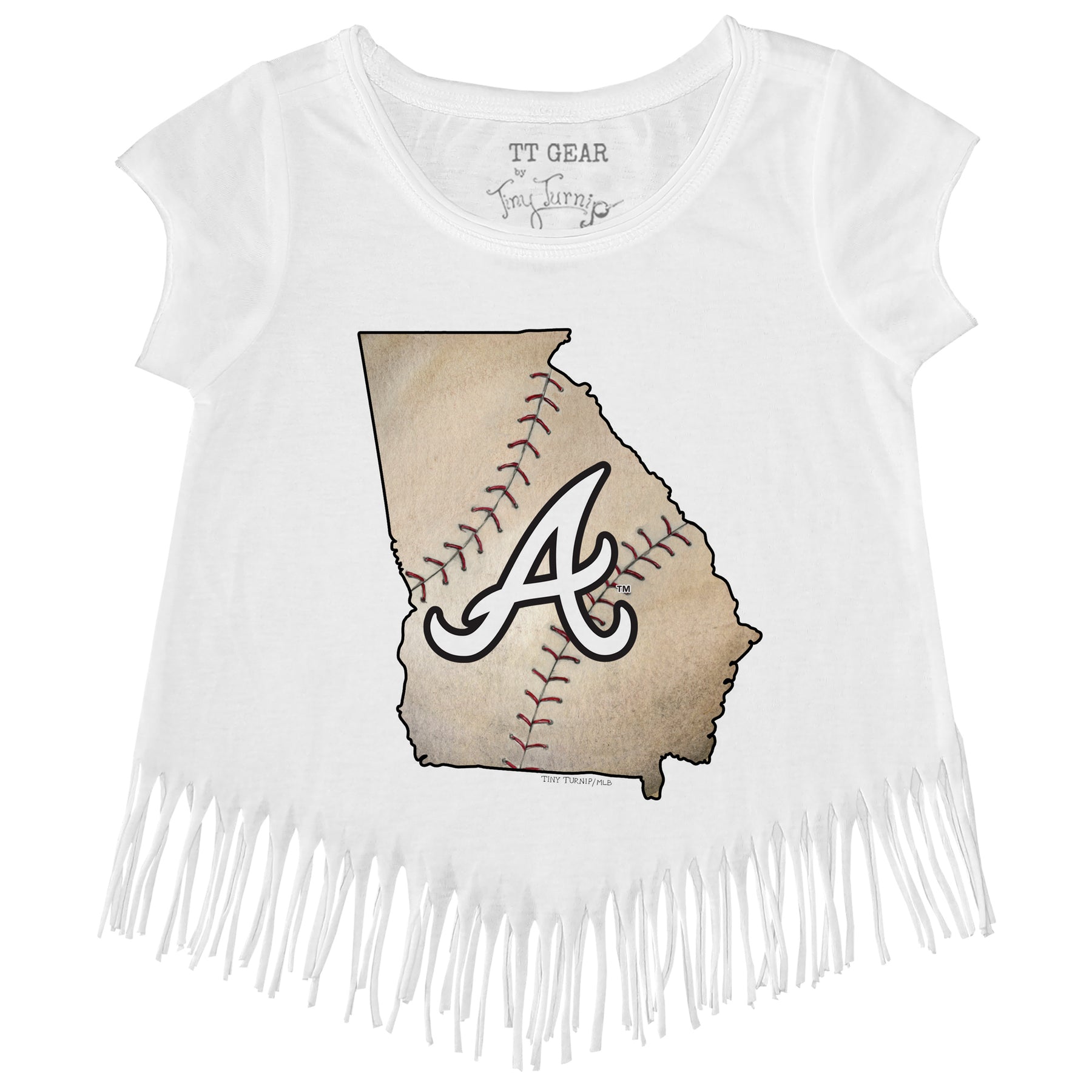 Atlanta Braves Tiny Turnip Unisex State Outline 3/4-Sleeve Raglan