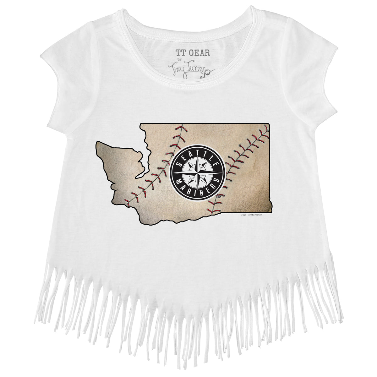 Toddler Tiny Turnip White Pittsburgh Pirates Baseball Bow T-Shirt