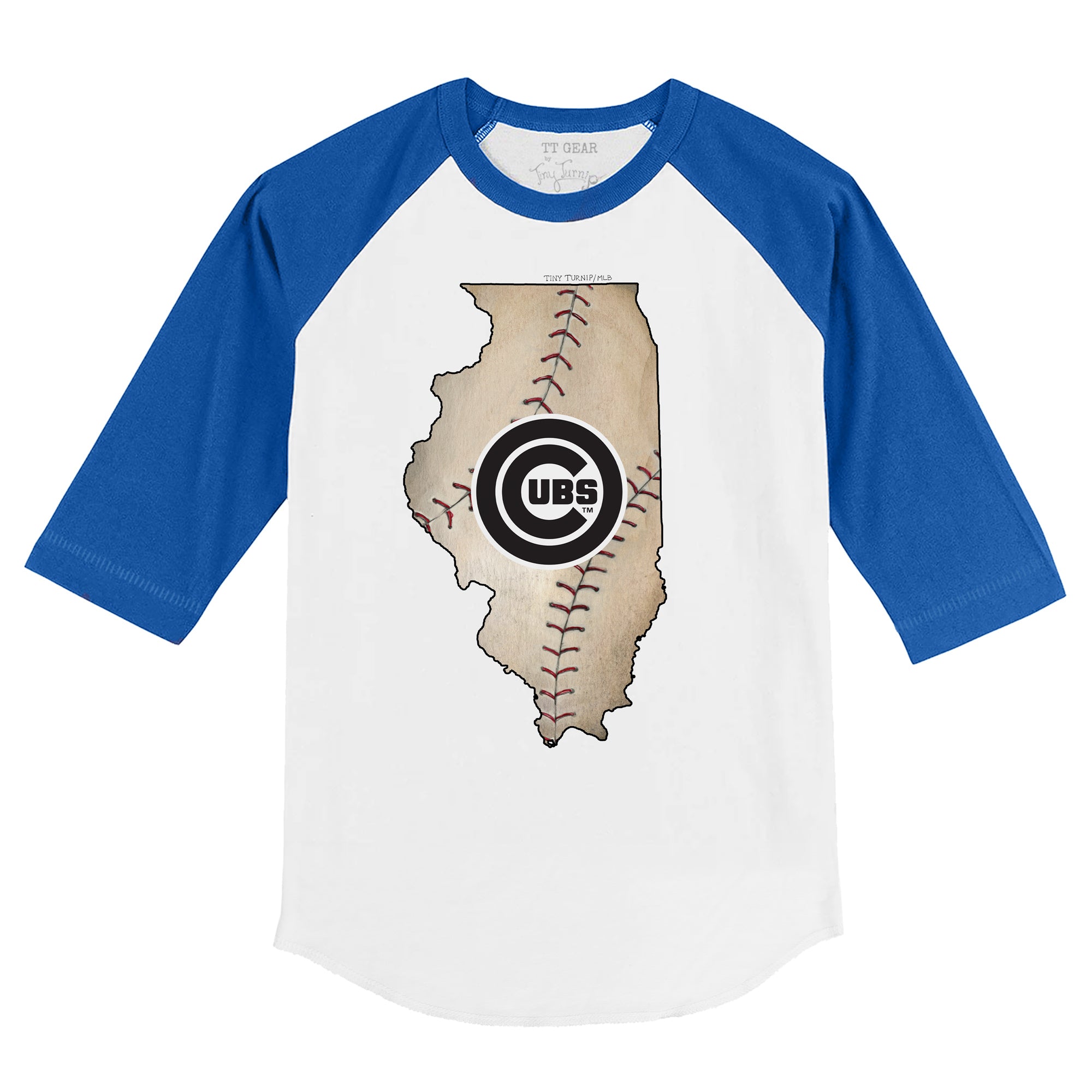 Chicago Cubs Stitched Baseball 3/4 Royal Blue Sleeve Raglan Unisex 2XL