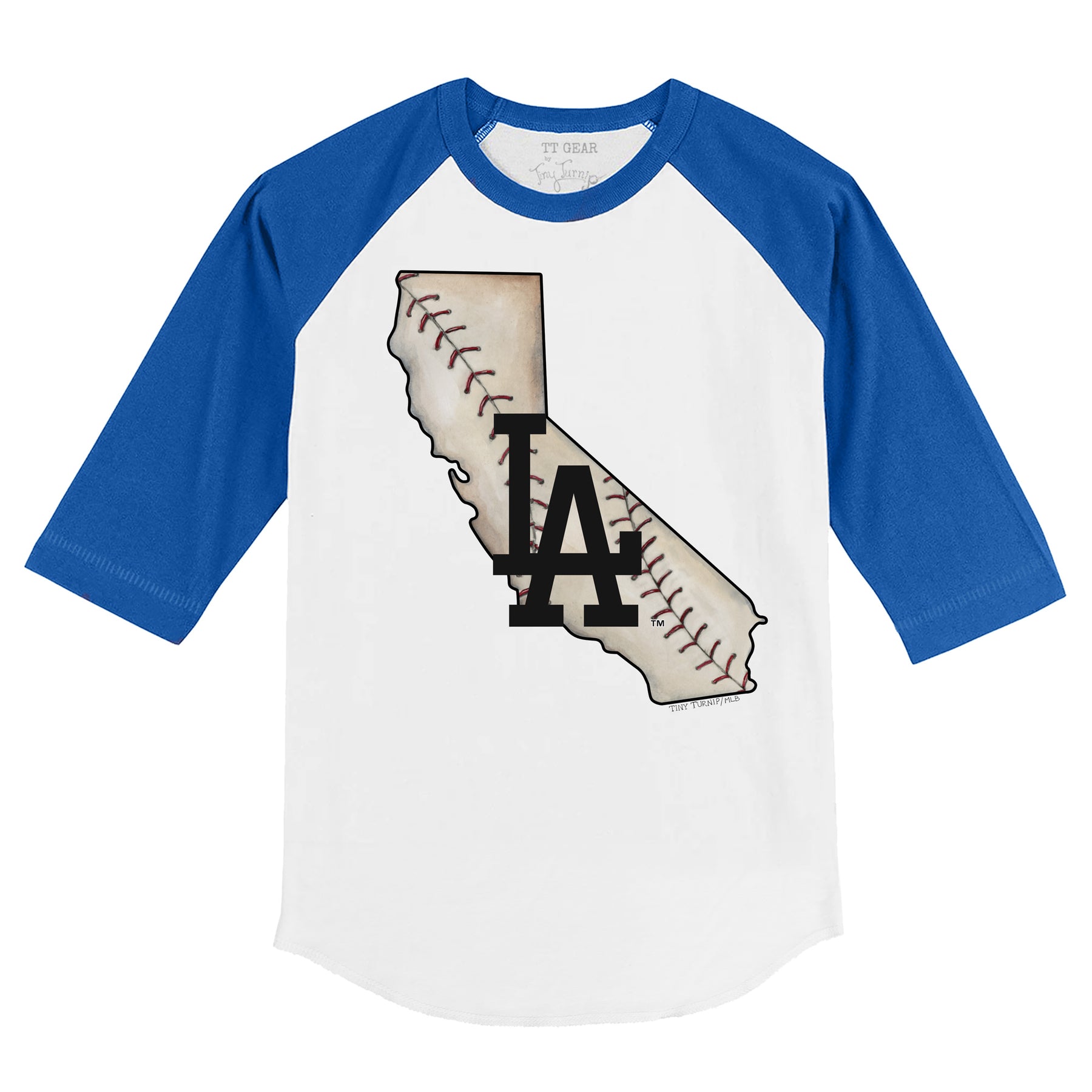 Los Angeles Dodgers Tiny Turnip Unisex Unicorn 3/4-Sleeve Raglan T