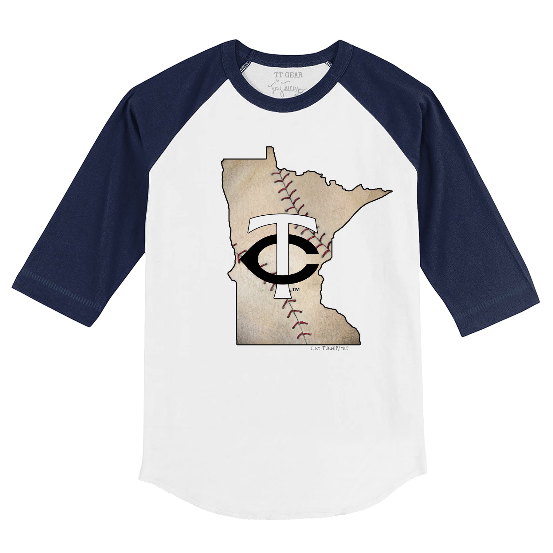 Youth Tiny Turnip White/Navy New York Yankees Baseball Bow 3/4-Sleeve Raglan T-Shirt Size: Extra Large