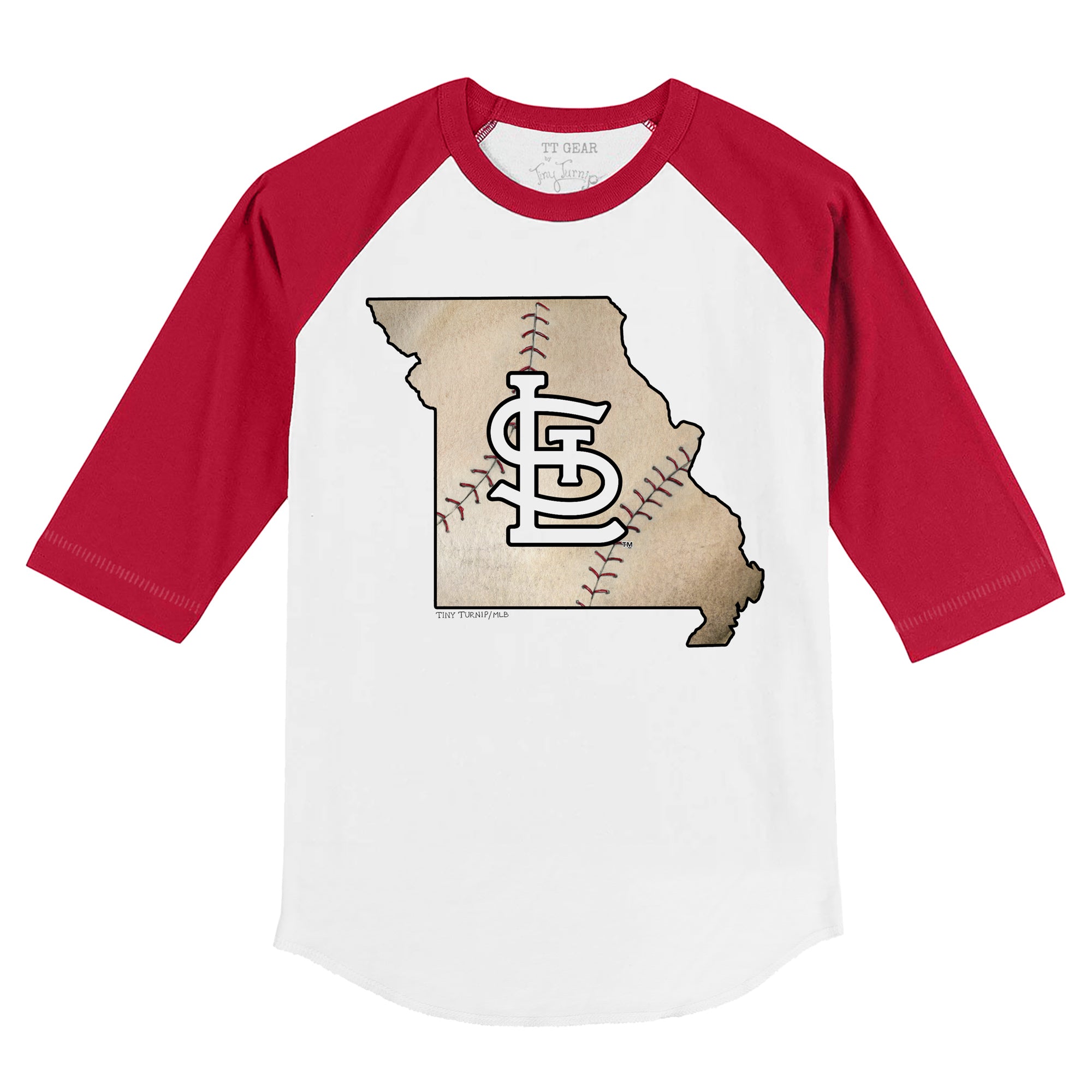 Youth Tiny Turnip White/Red St. Louis Cardinals Smores 3/4-Sleeve Raglan T-Shirt Size: Large