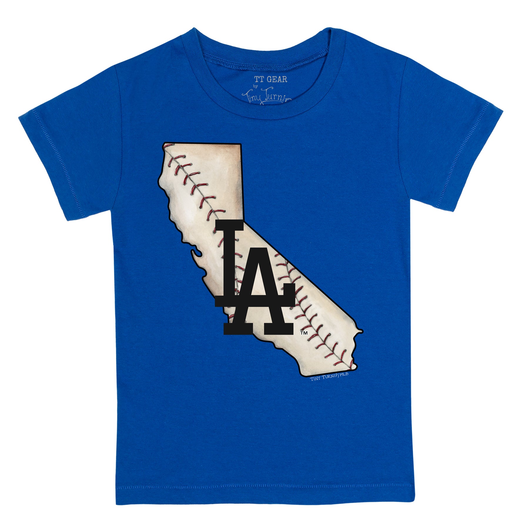 Youth Tiny Turnip White Los Angeles Dodgers State Outline T-Shirt Size: Medium