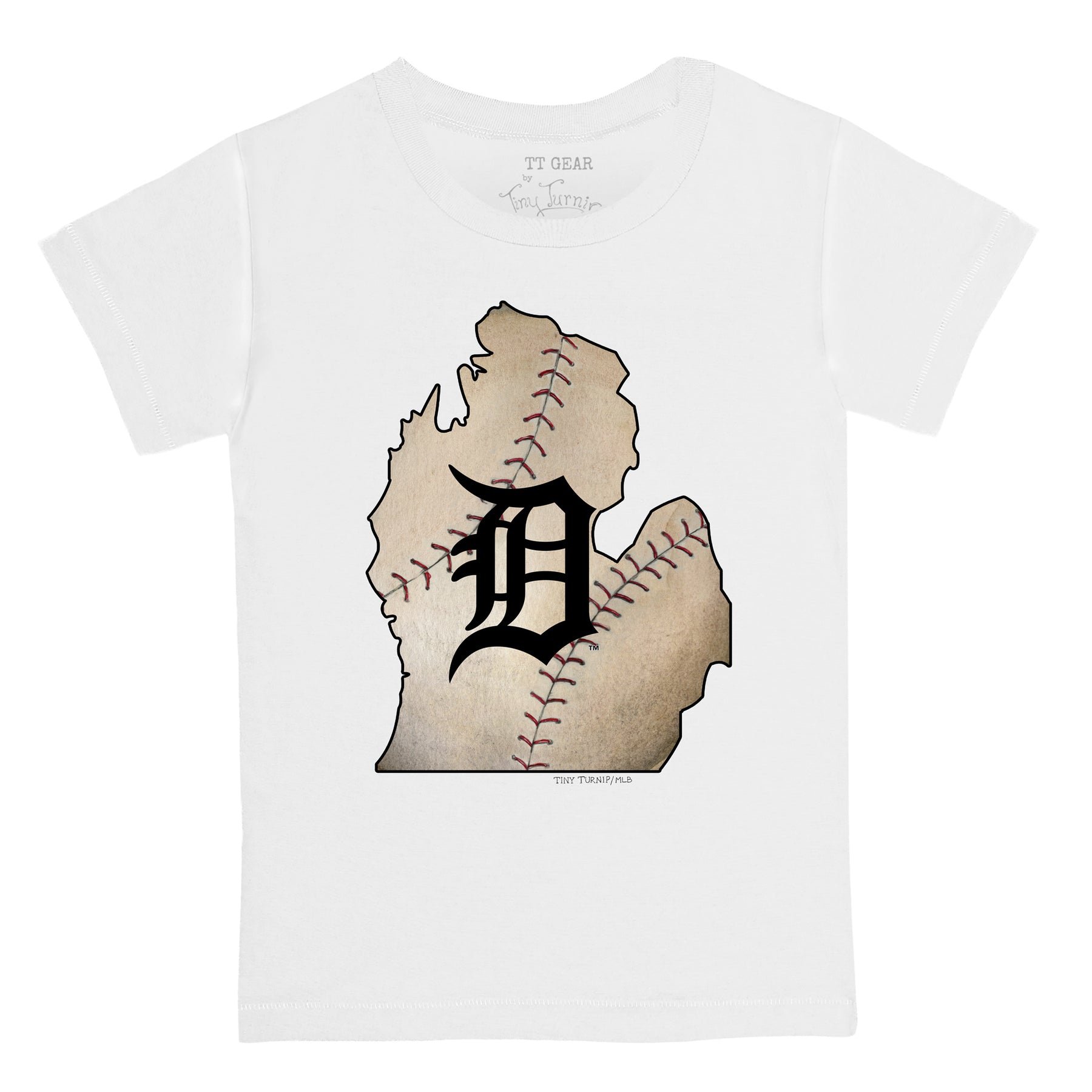 Women's Tiny Turnip White Detroit Tigers Stacked T-Shirt Size: Small