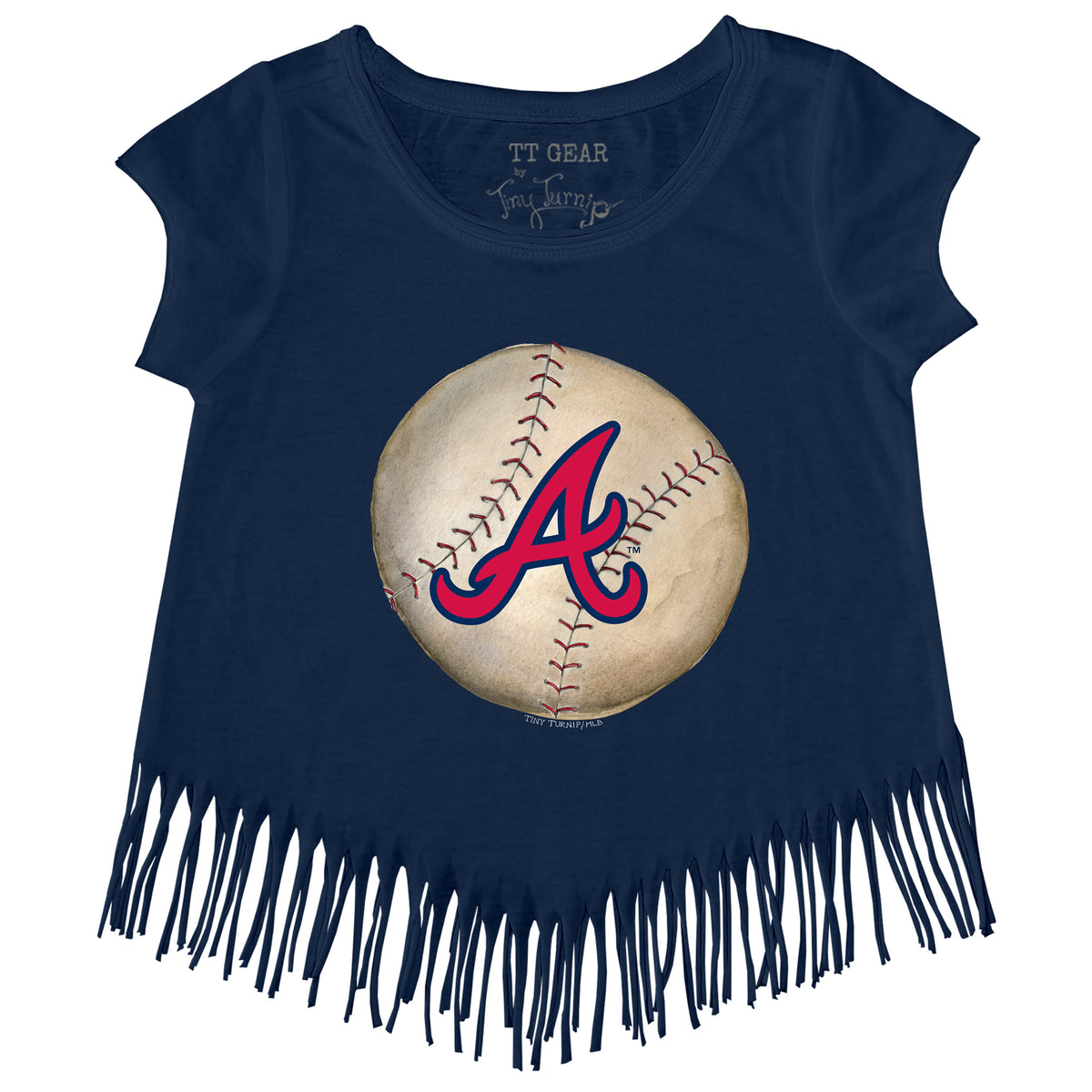 Atlanta Braves Stitched Baseball Fringe Tee