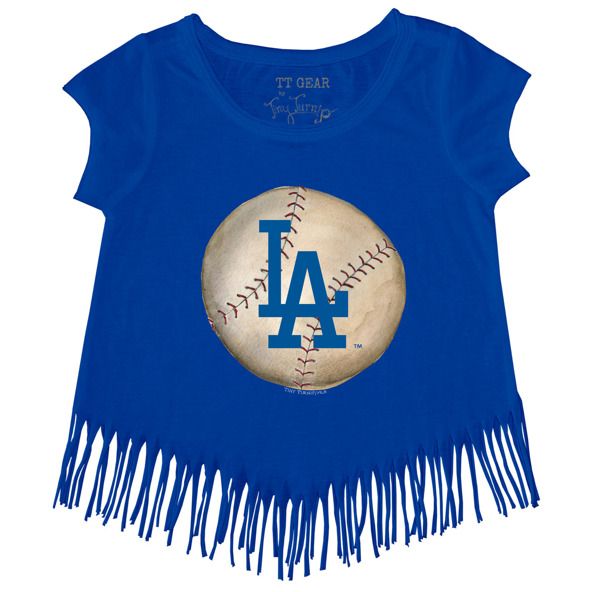 Los Angeles Dodgers Stitched Baseball Fringe Tee 3T / Royal Blue