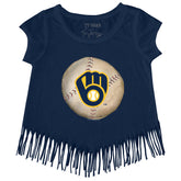 Milwaukee Brewers Stitched Baseball Fringe Tee