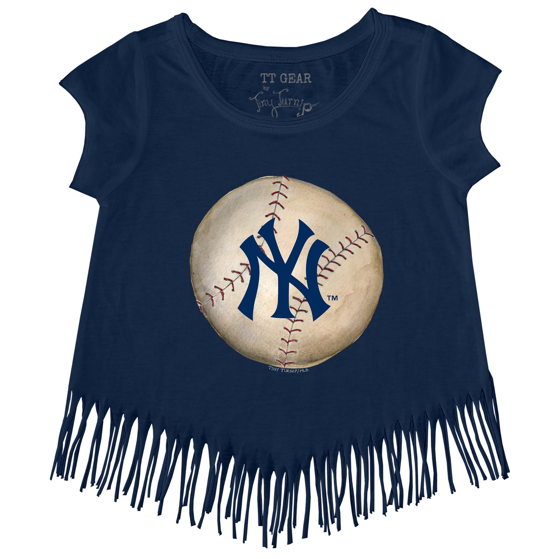 New York Yankees Stitched Baseball Fringe Tee