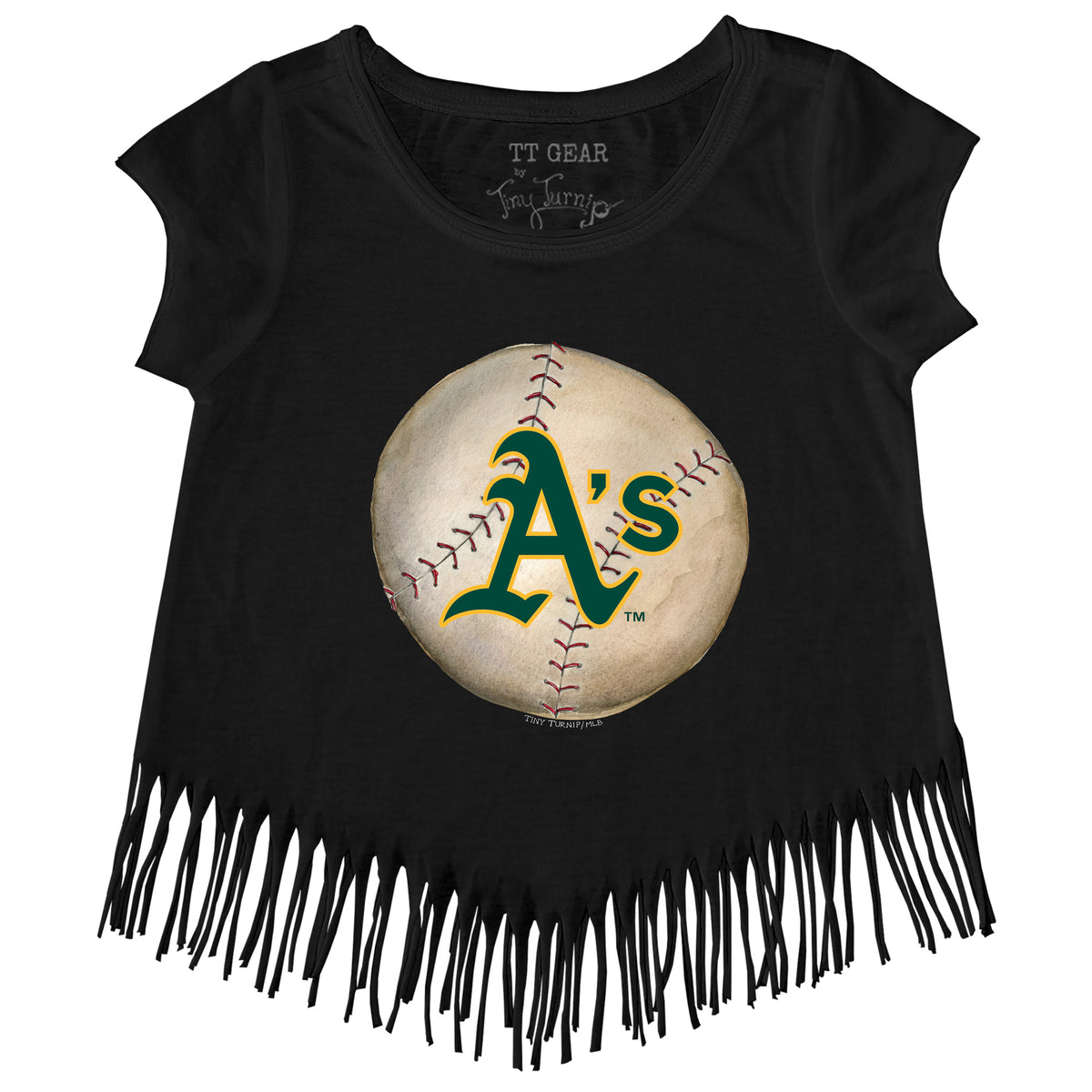Oakland Athletics Stitched Baseball Fringe Tee
