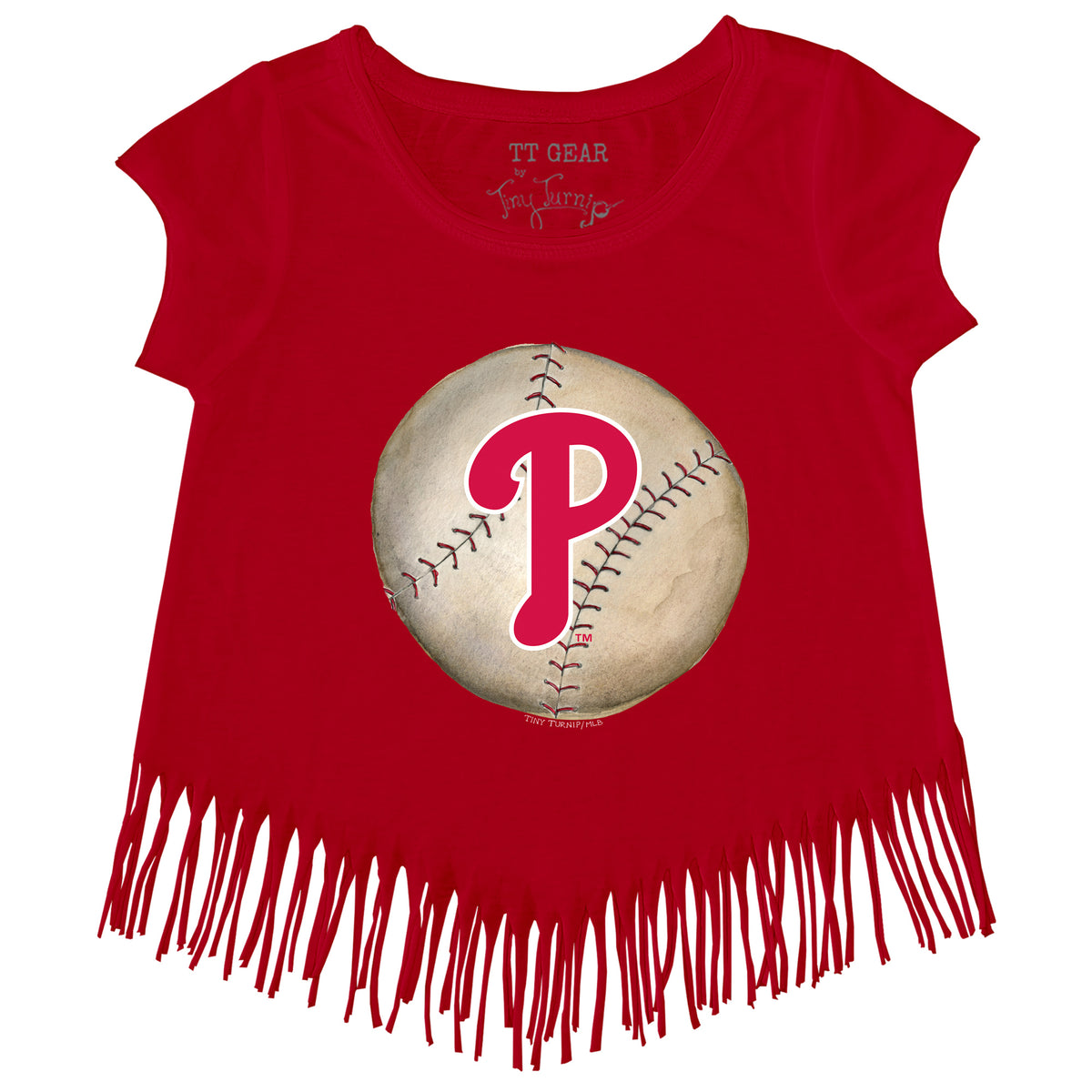 Philadelphia Phillies Stitched Baseball Fringe Tee