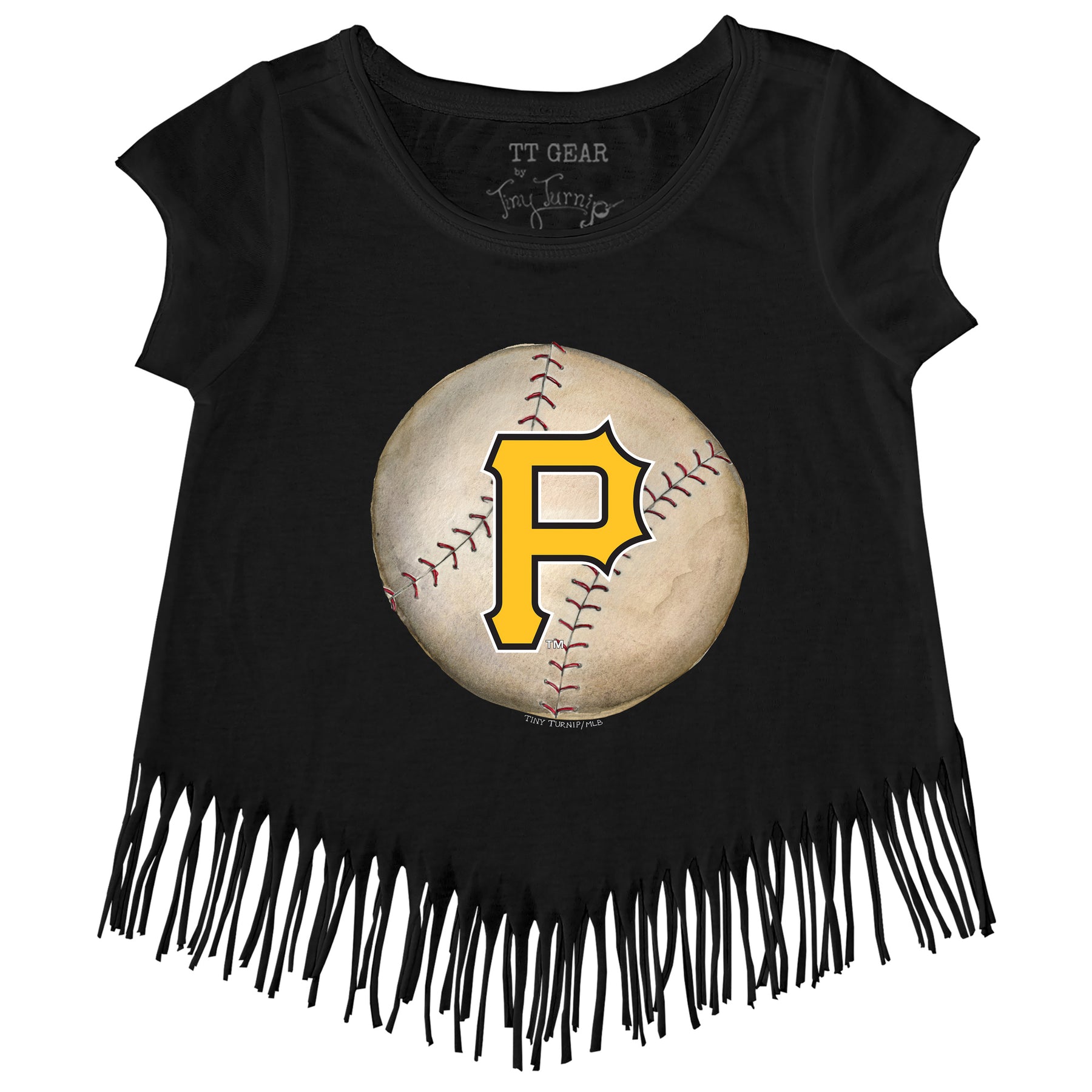 Youth Tiny Turnip White/Black Pittsburgh Pirates Baseball Tie 3/4-Sleeve Raglan T-Shirt Size: Large