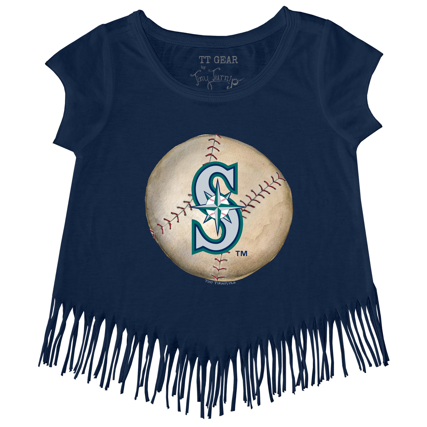 Seattle Mariners Tiny Turnip Unisex State Outline 3/4-Sleeve Raglan T-Shirt  - White/Navy