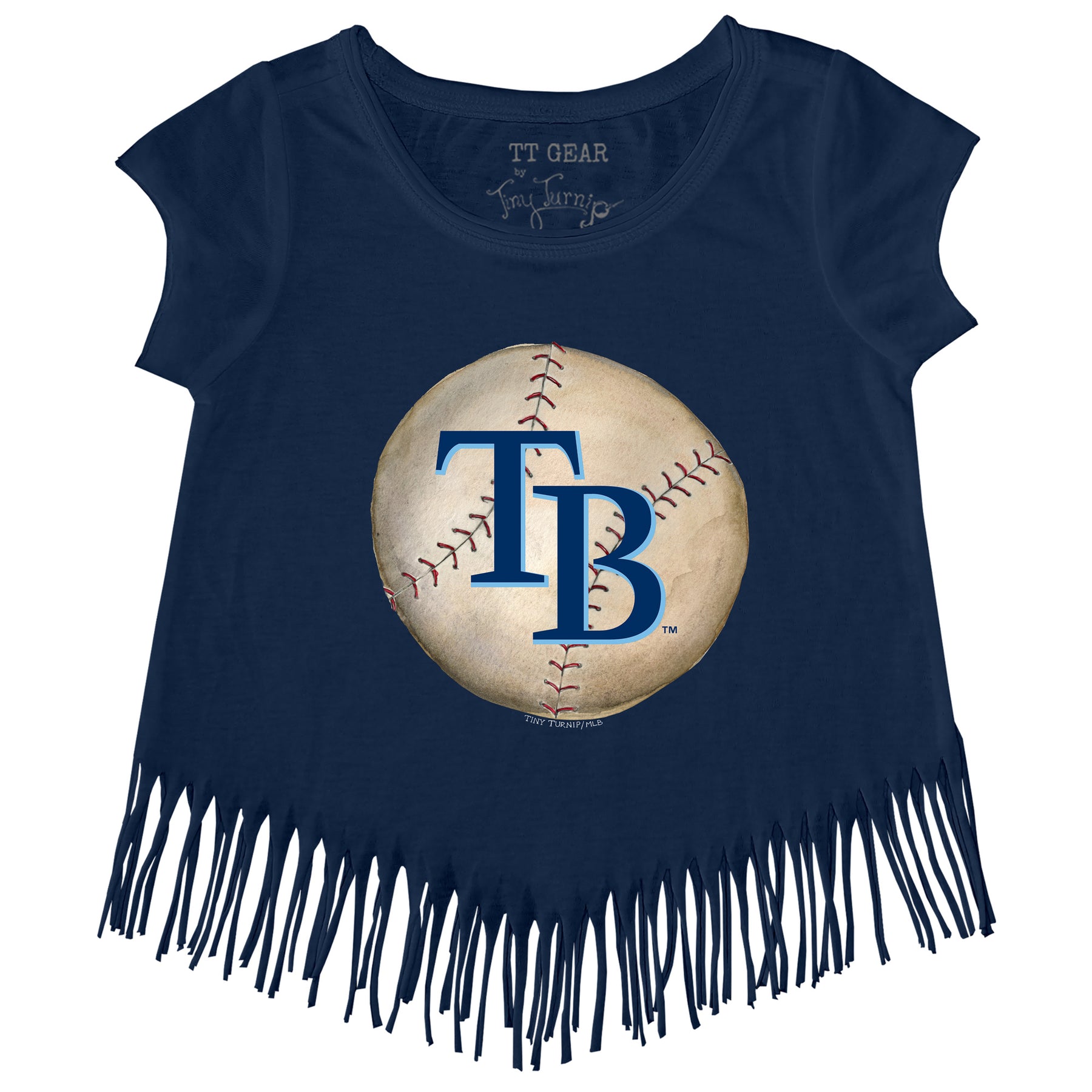 Tampa Bay Rays Tiny Turnip Youth Baseball Flag Raglan 3/4 Sleeve T-Shirt -  White/Black