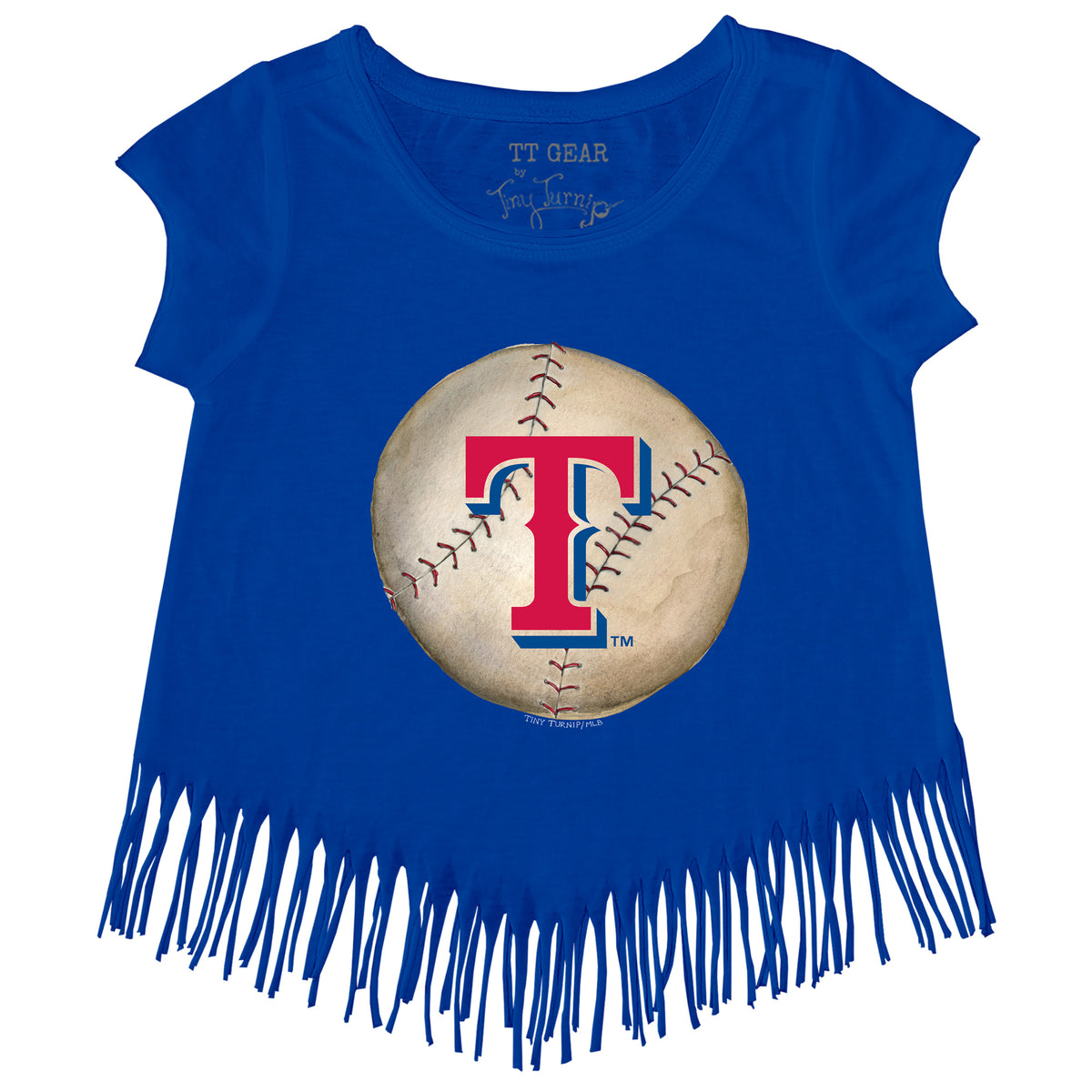 Texas Rangers Stitched Baseball Fringe Tee 5T / Royal Blue