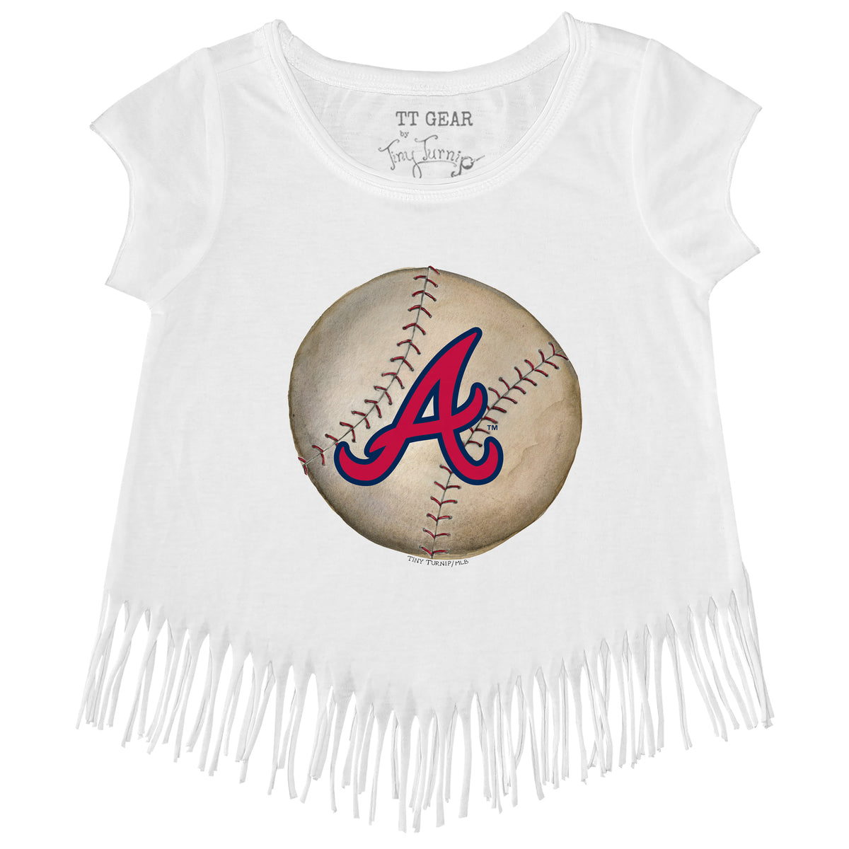 Atlanta Braves Stitched Baseball Fringe Tee