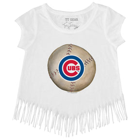 Chicago Cubs Stitched Baseball Fringe Tee