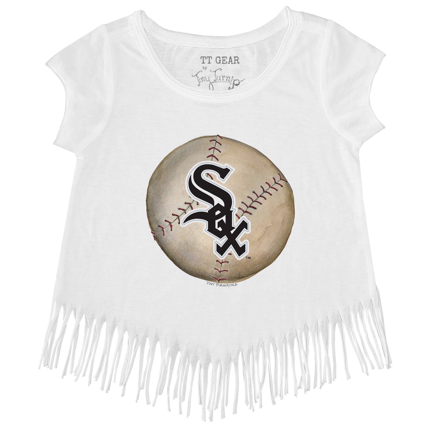 Chicago White Sox Stitched Baseball Fringe Tee