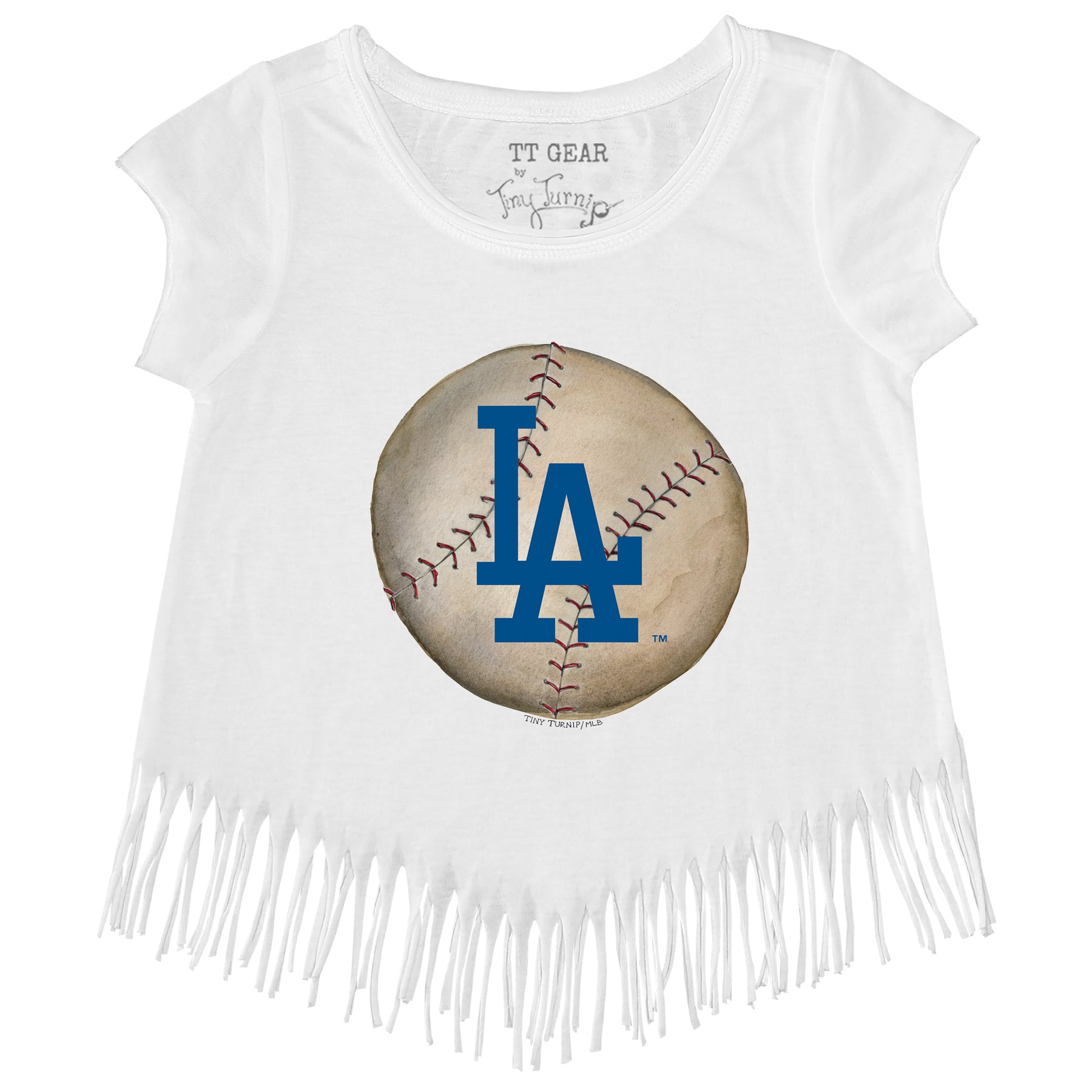 Los Angeles Dodgers Stitched Baseball Fringe Tee