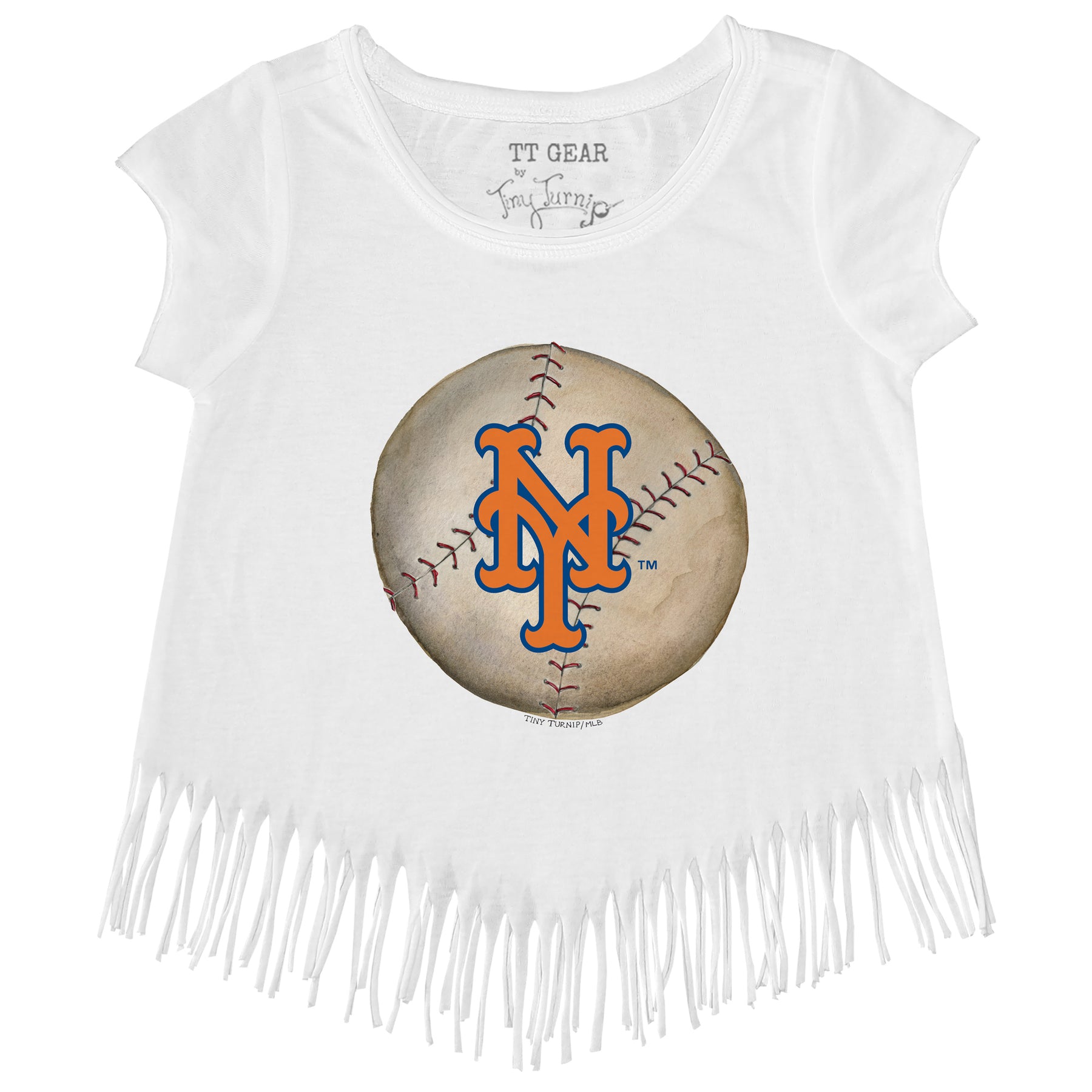 New York Mets Stitched Baseball Fringe Tee