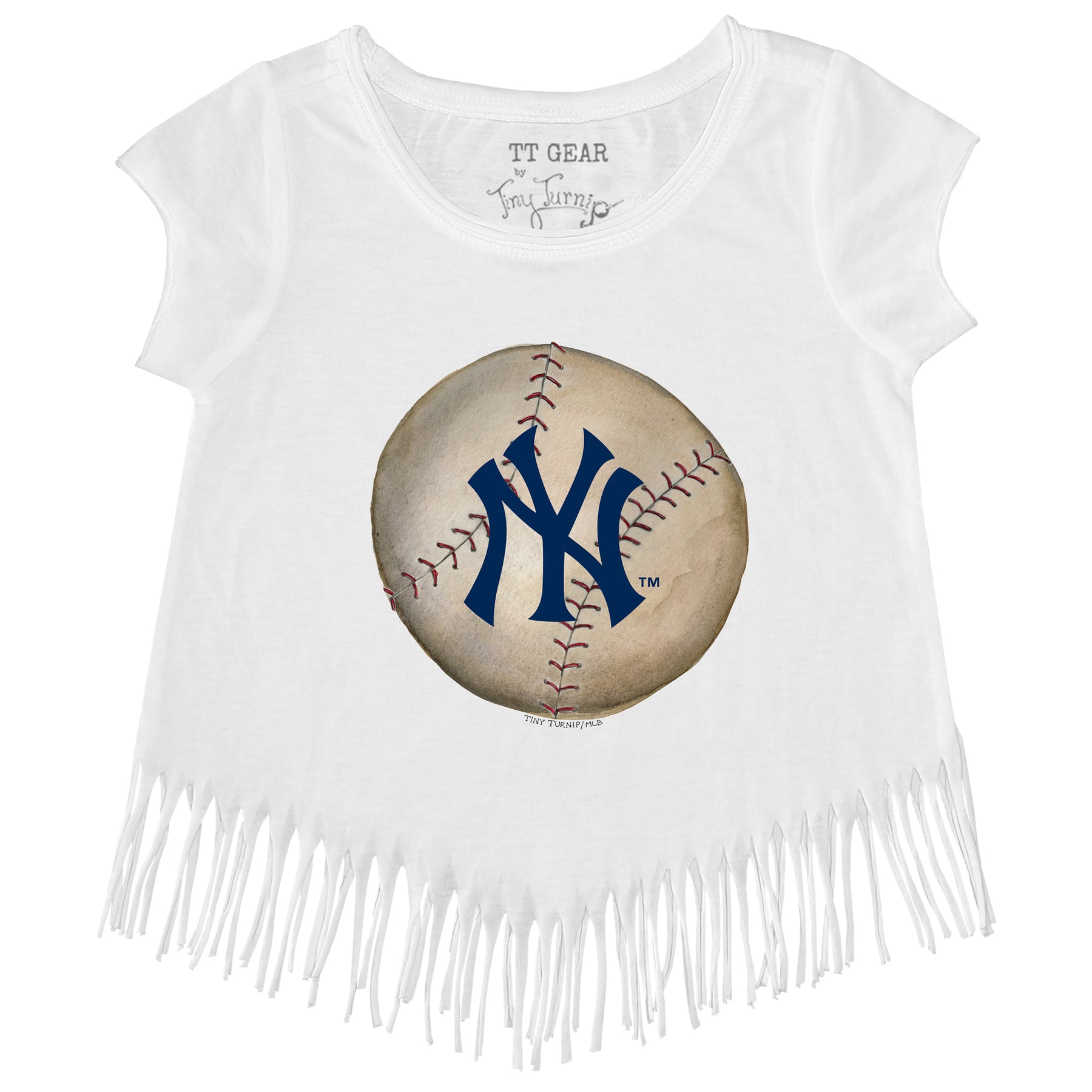 New York Yankees Stitched Baseball Fringe Tee