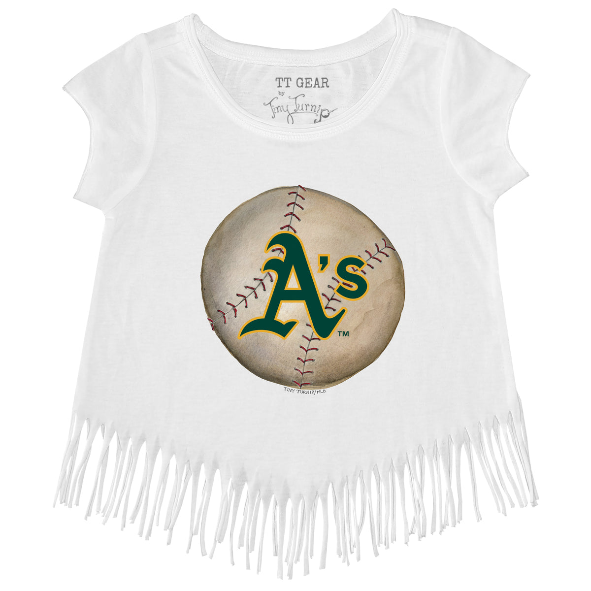 Tiny Turnip Oakland Athletics Infant White/Black Burger Raglan 3/4 Sleeve T- Shirt