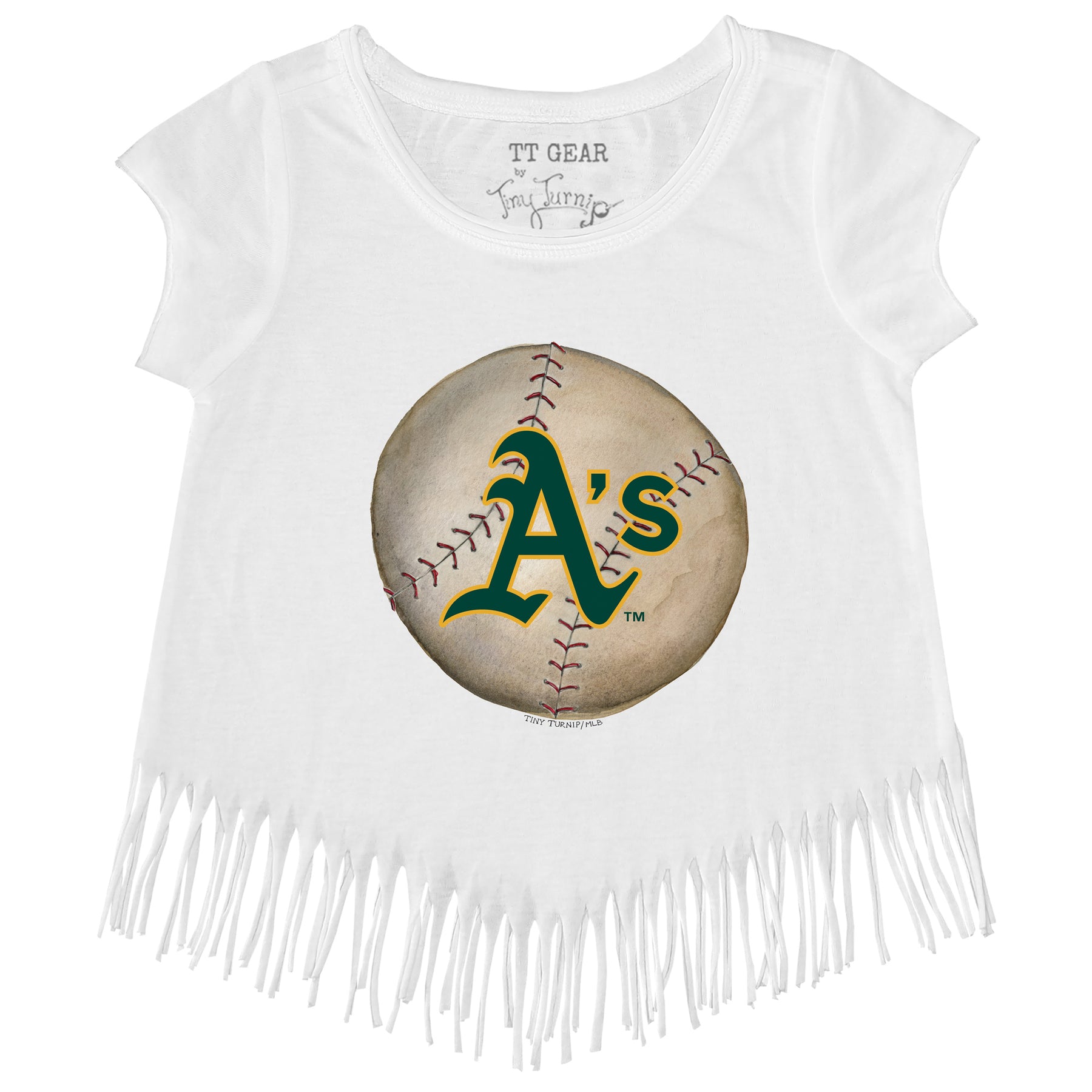 Oakland Athletics Stitched Baseball Fringe Tee