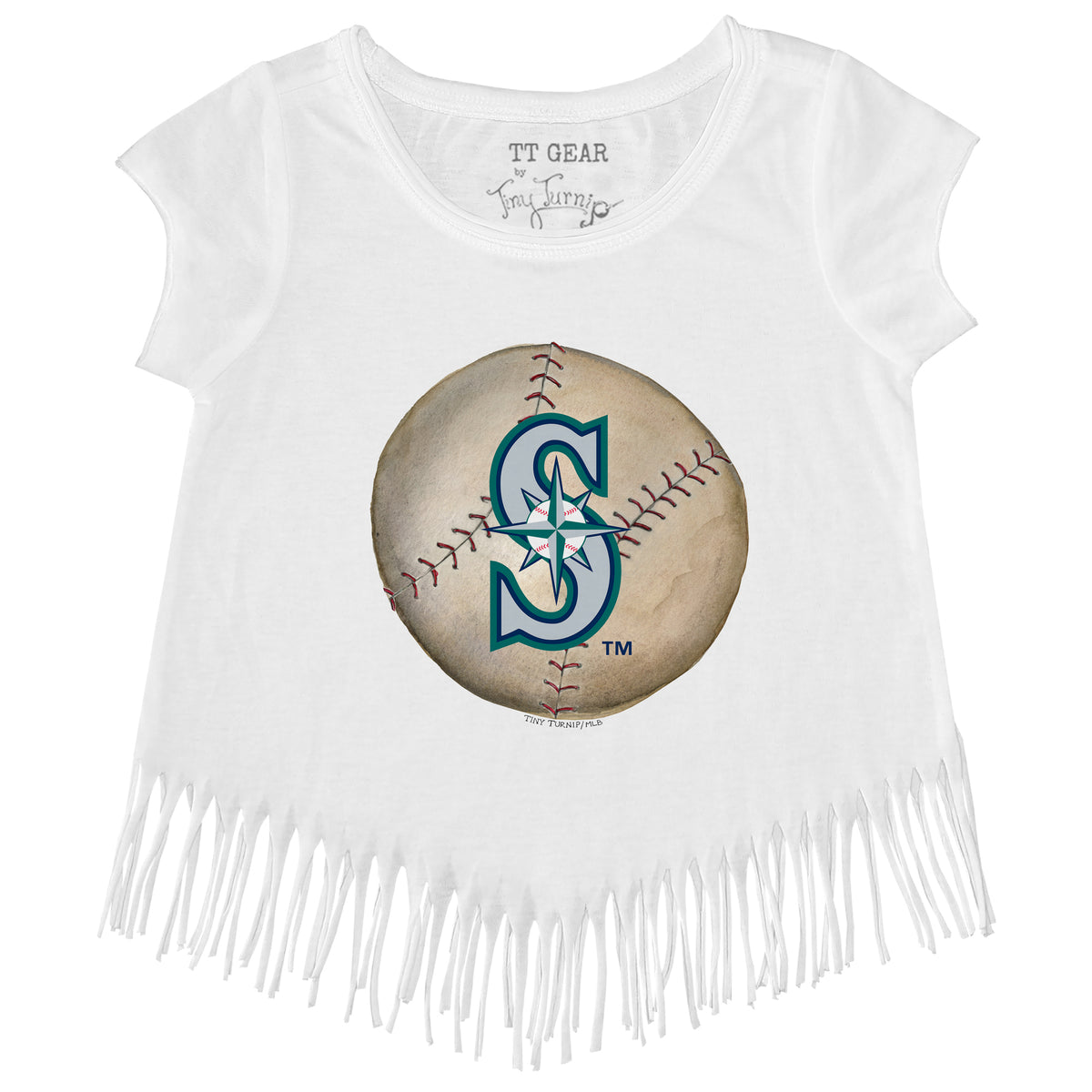 Seattle Mariners Stitched Baseball Fringe Tee