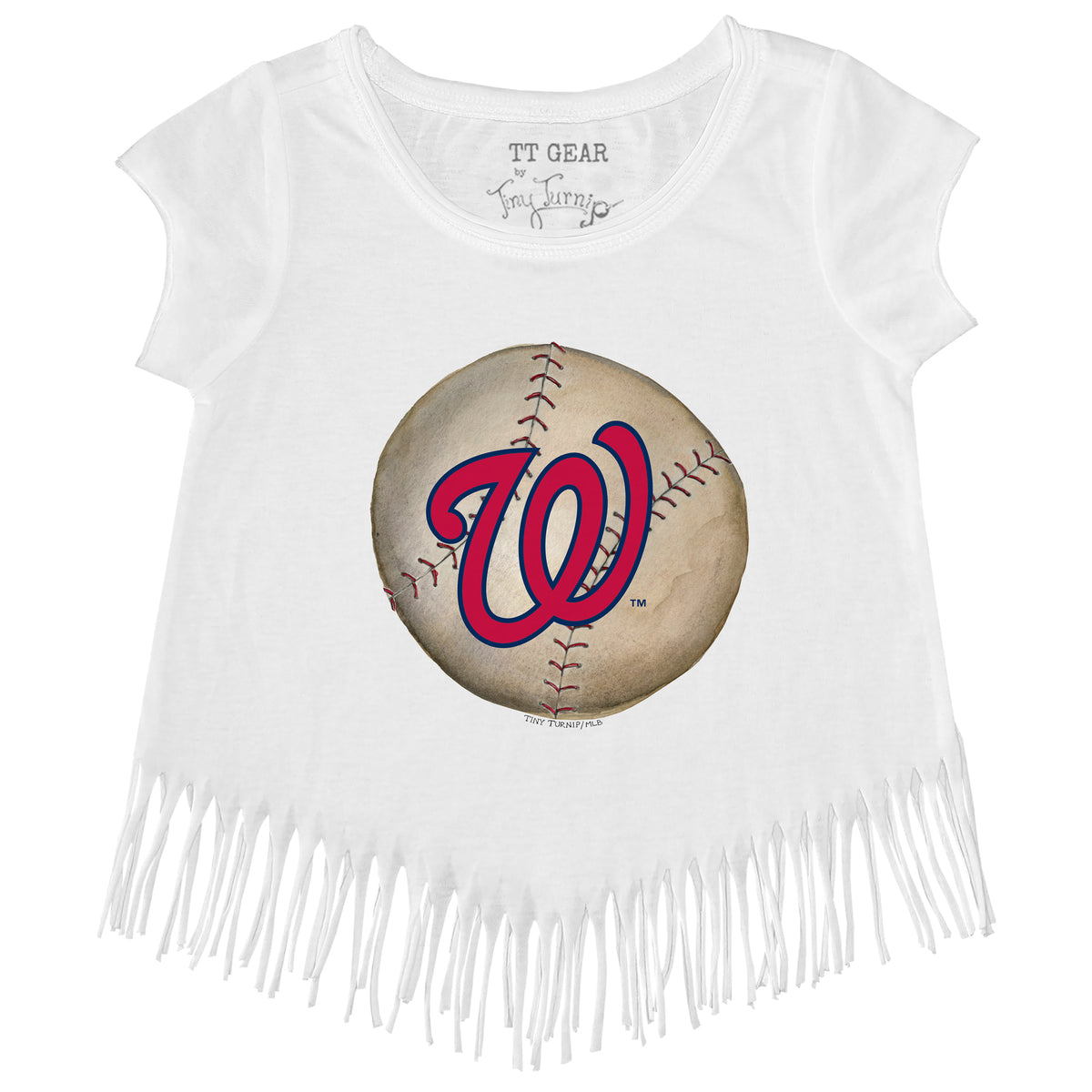 Girls Youth Tiny Turnip Navy Atlanta Braves Peace Love Baseball Fringe T-Shirt Size: Extra Large