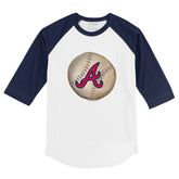 Atlanta Braves Stitched Baseball 3/4 Navy Blue Sleeve Raglan