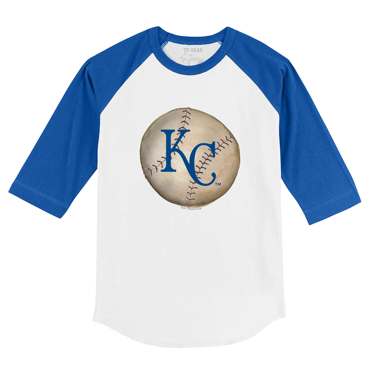 Kansas City Royals Stitched Baseball 3/4 Royal Blue Sleeve Raglan