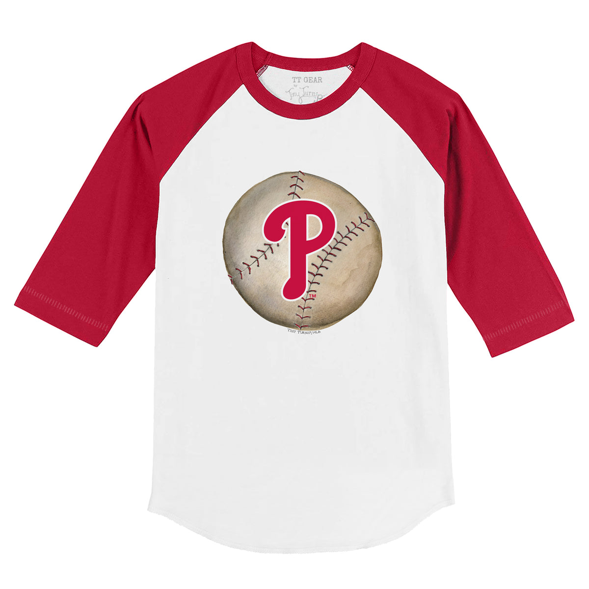 Philadelphia Phillies Stitched Baseball 3/4 Red Sleeve Raglan