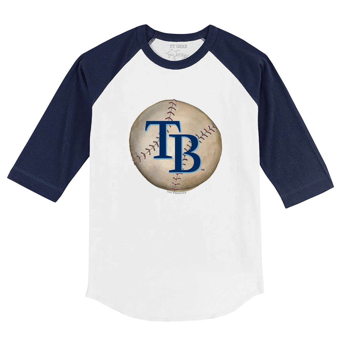 Tampa Bay Rays Stitched Baseball 3/4 Navy Blue Sleeve Raglan