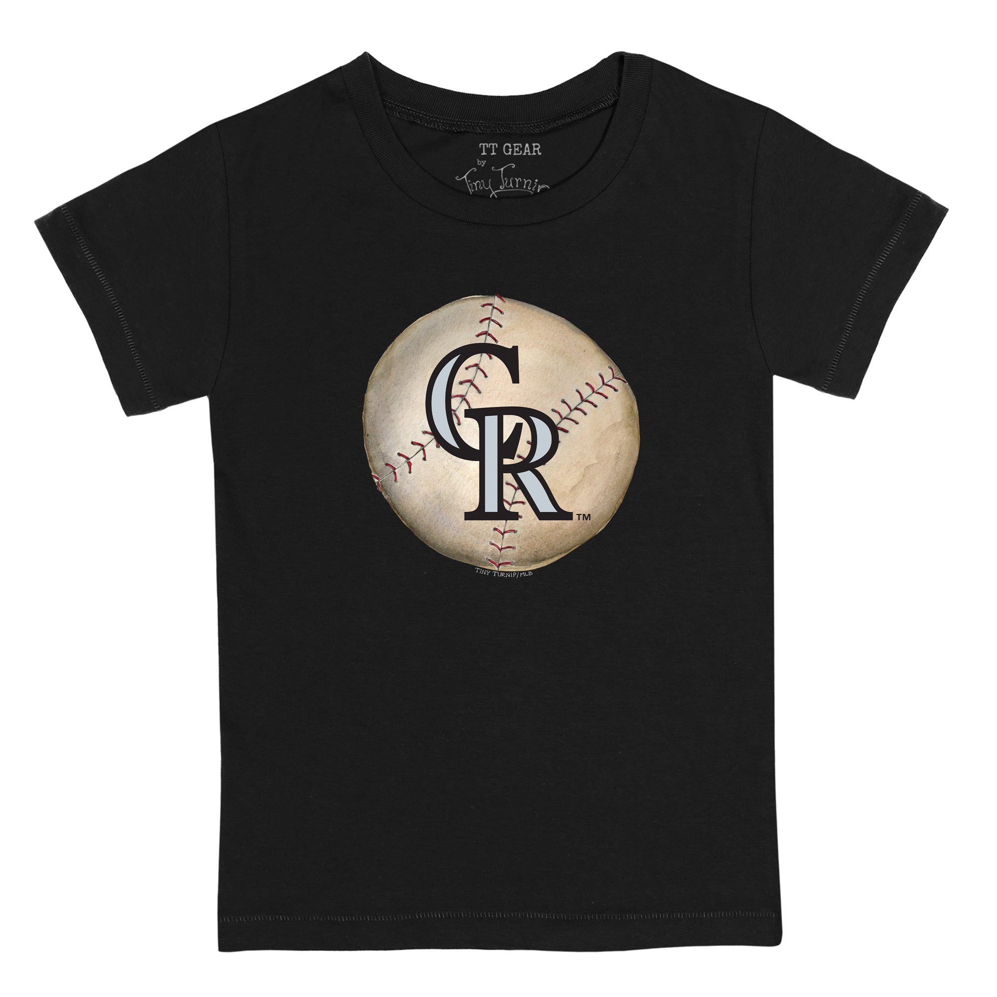 Women's Tiny Turnip White/Black Colorado Rockies Slugger 3/4-Sleeve Raglan T-Shirt Size: Small