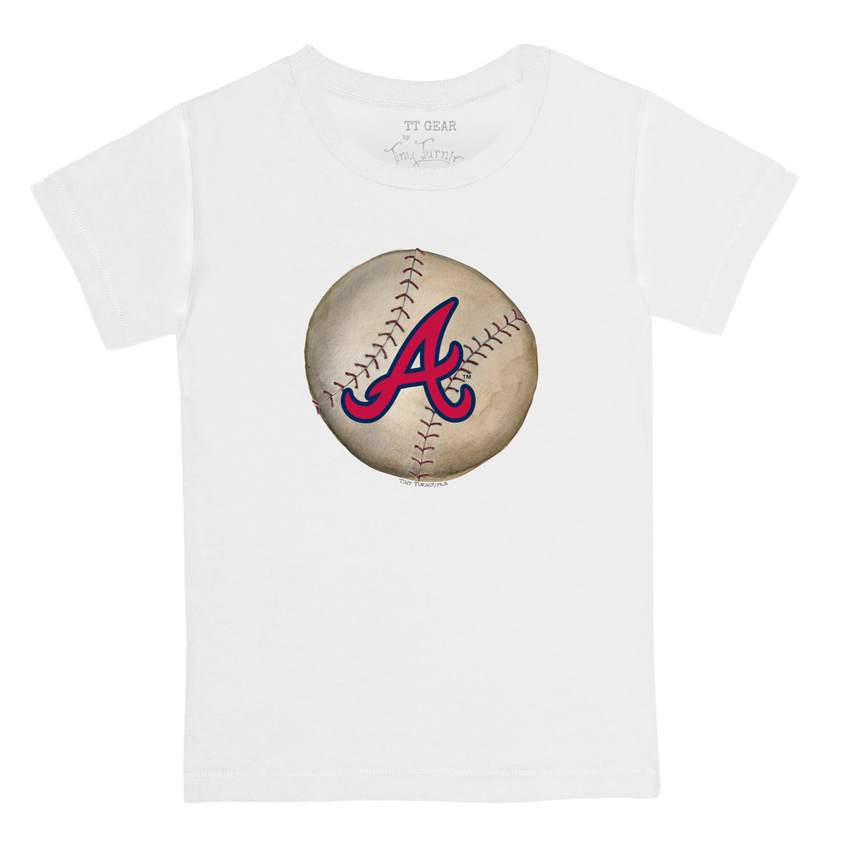 Tiny Turnip Atlanta Braves Stitched Baseball Fringe Tee Youth Medium (8-10) / Navy Blue