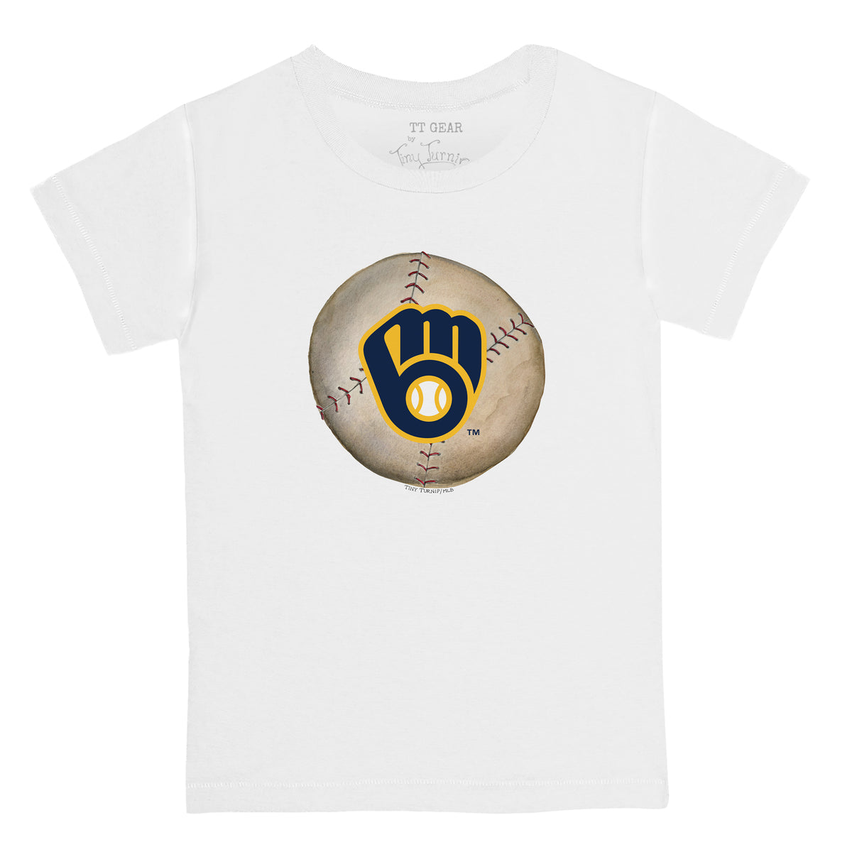 Women's Tiny Turnip Navy Milwaukee Brewers Base Stripe T-Shirt Size: Extra Large