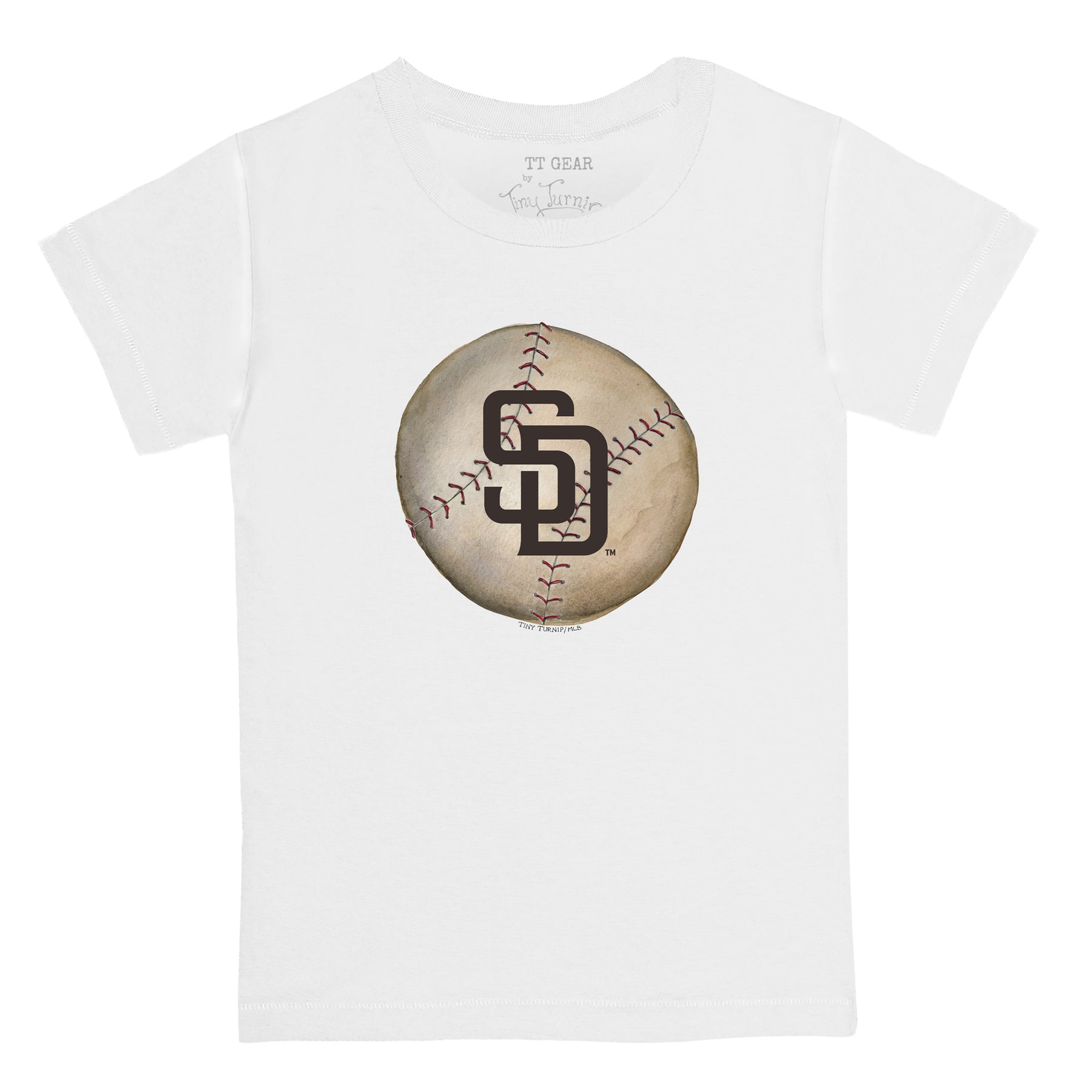 Toddler Tiny Turnip White Houston Astros Baseball Bow T-Shirt Size:3T